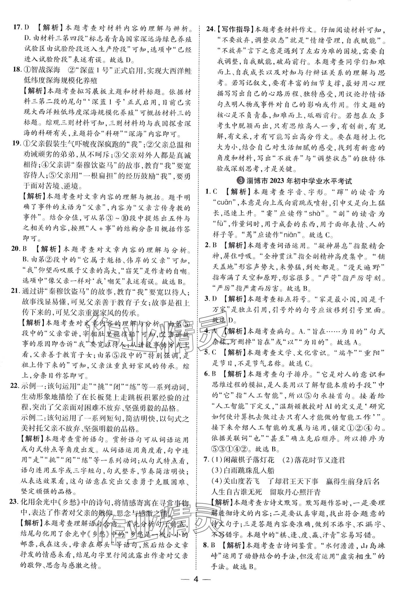 2024年鲁人泰斗中考必备中考试题汇编语文山东专版&nbsp;第4页