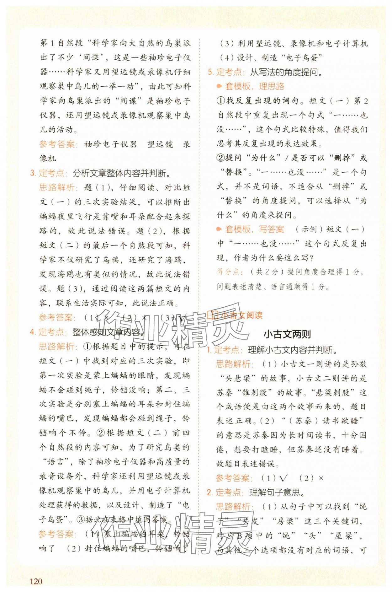 2024年開(kāi)心語(yǔ)文閱讀理解答題模版四年級(jí)上冊(cè)人教版 參考答案第10頁(yè)