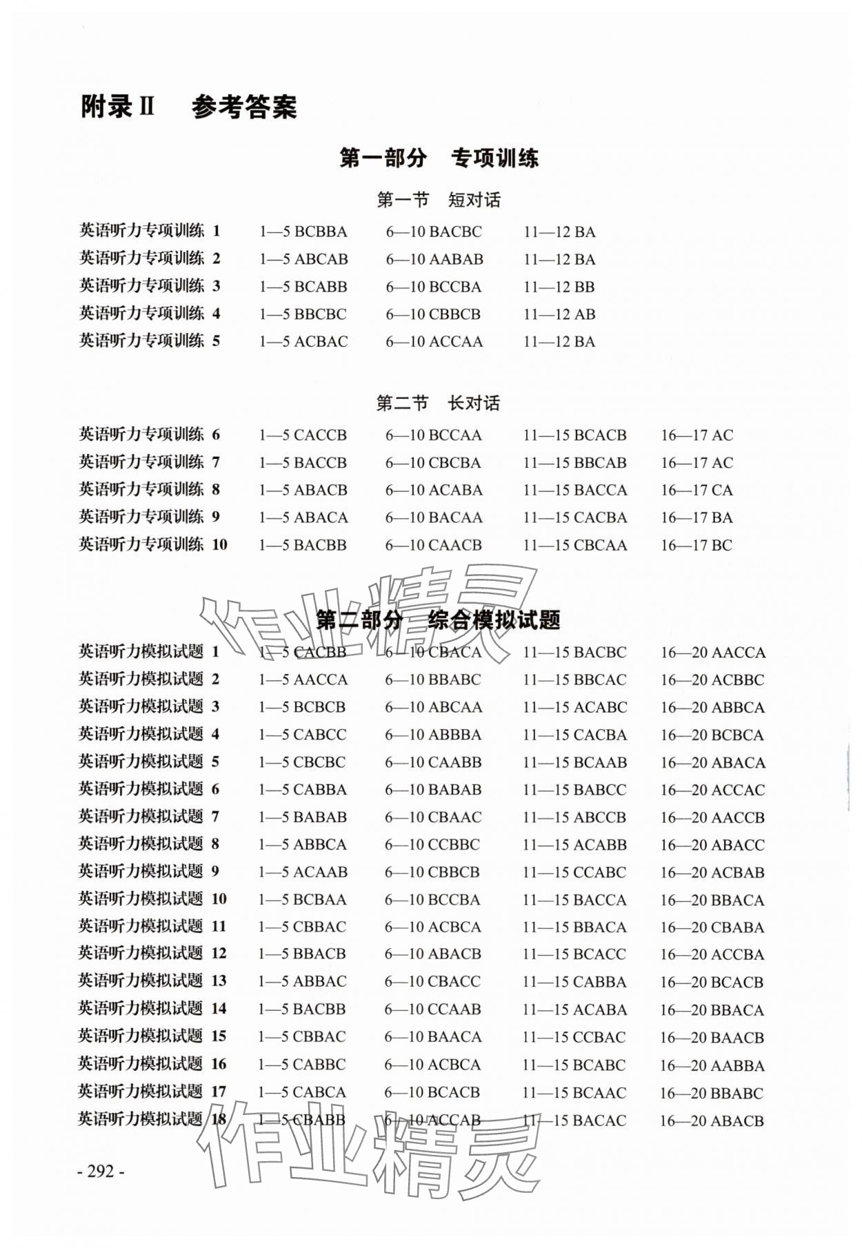 2025年高中英语听力高效训练提升版 参考答案第1页