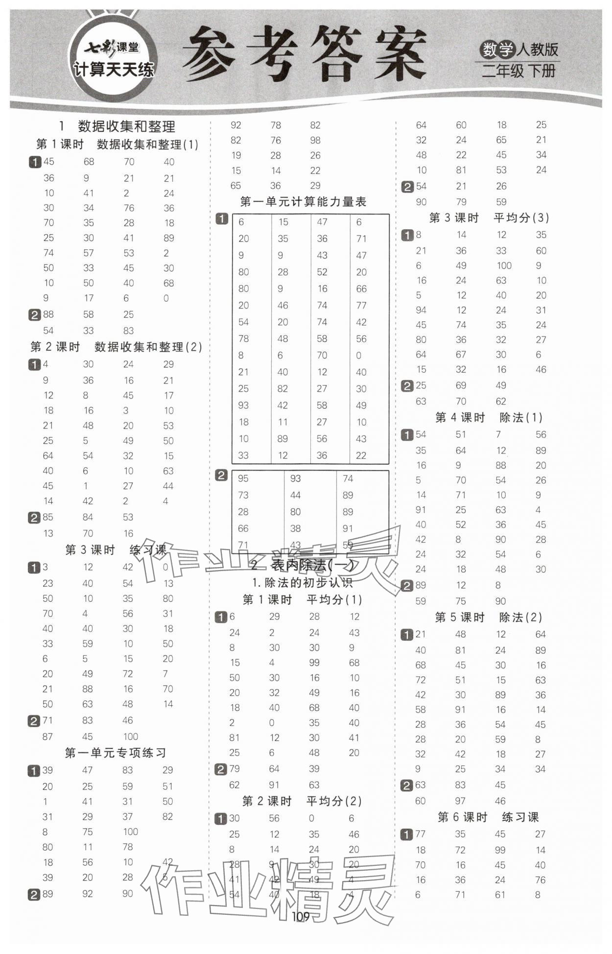 2025年七彩課堂計算天天練二年級數學下冊人教版 第1頁