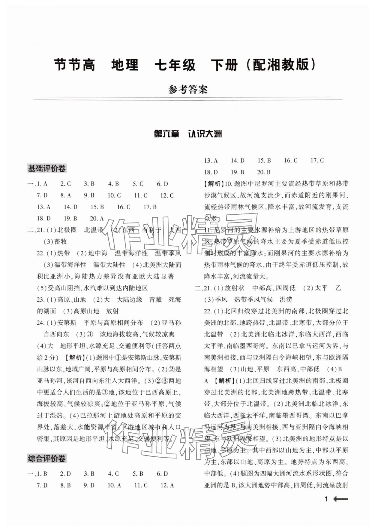 2024年節(jié)節(jié)高大象出版社七年級(jí)地理下冊湘教版 第1頁