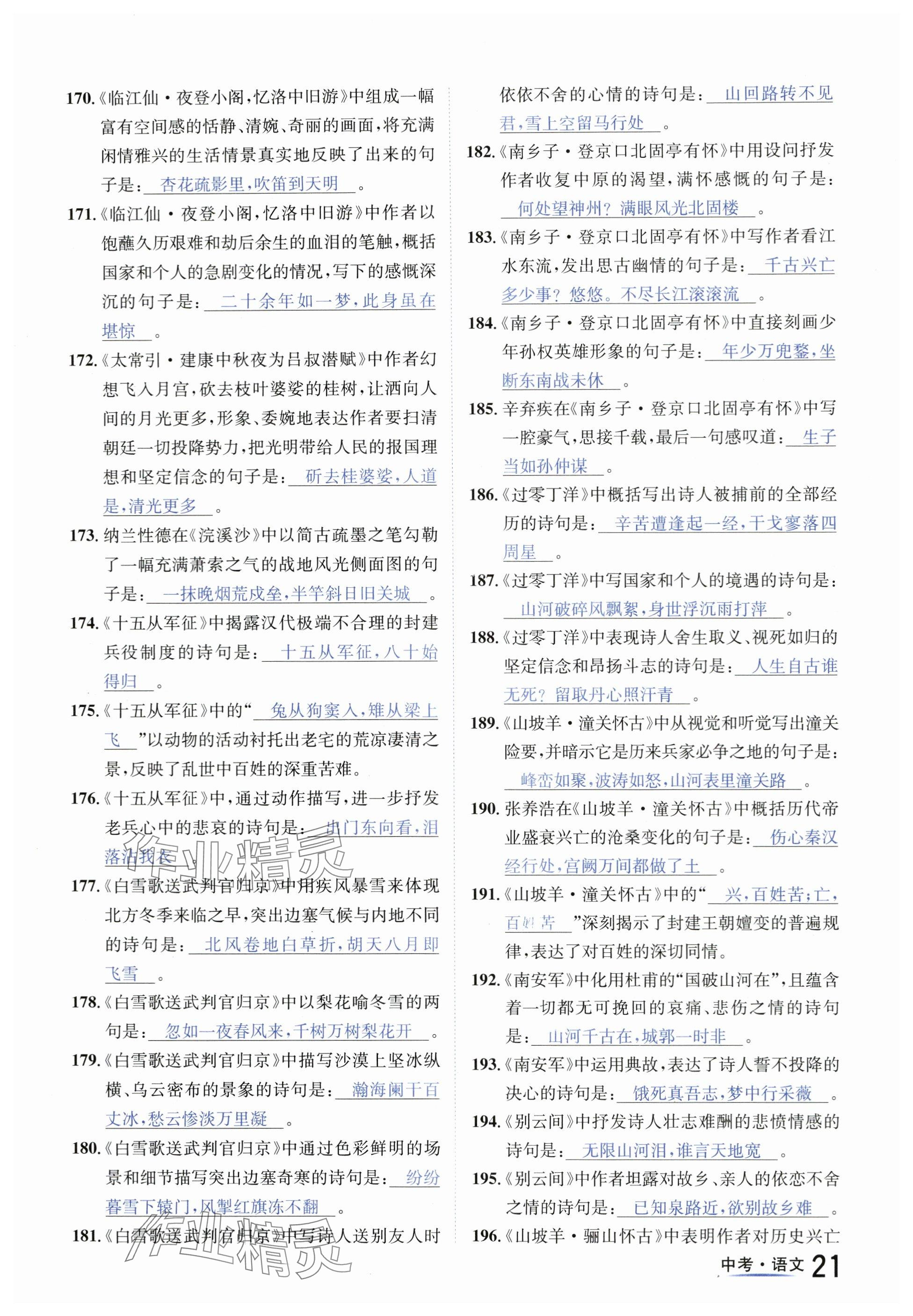 2024年國華圖書中考拐點(diǎn)語文南充專版 參考答案第21頁