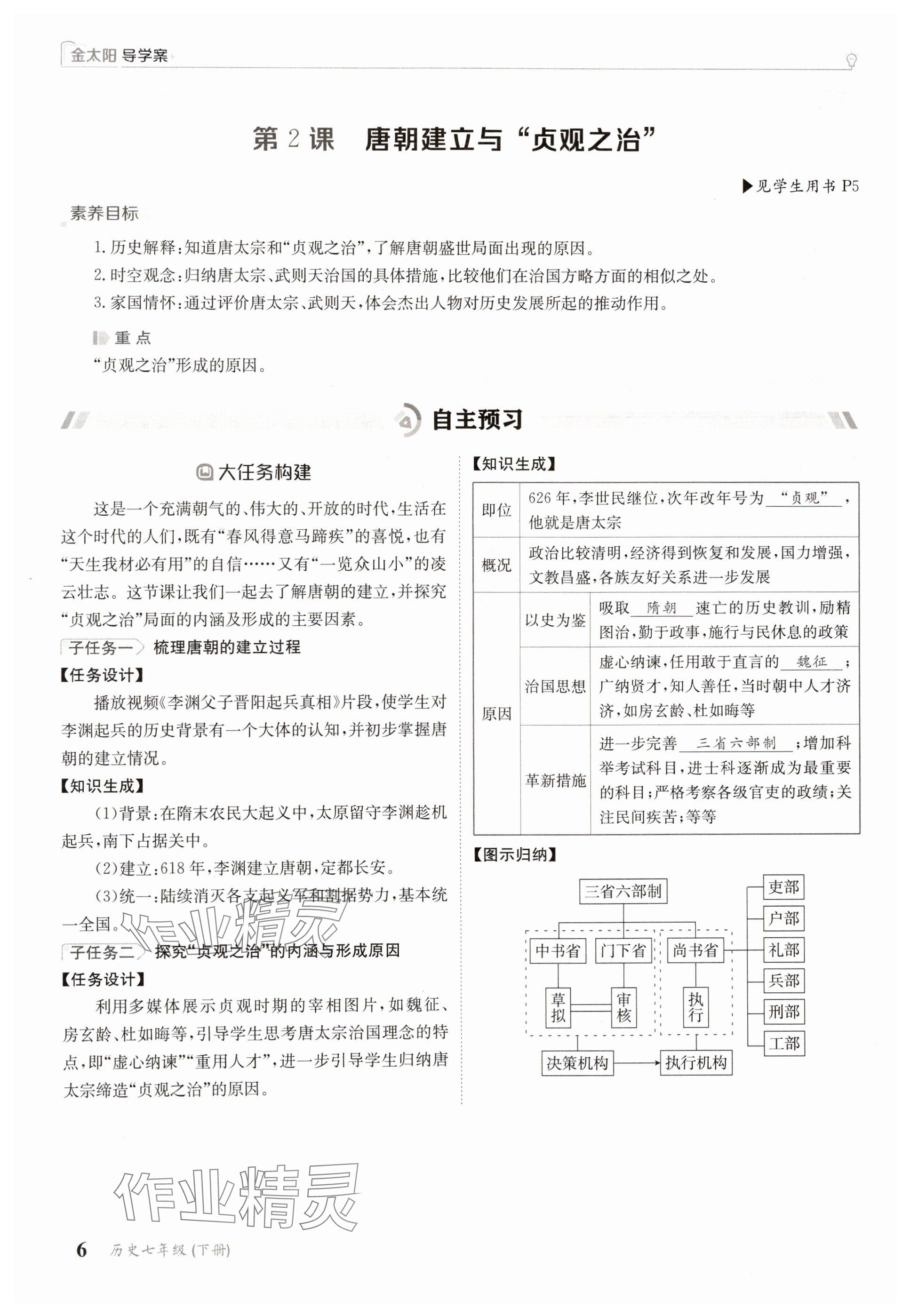 2025年金太陽(yáng)導(dǎo)學(xué)案七年級(jí)歷史下冊(cè)人教版 參考答案第6頁(yè)