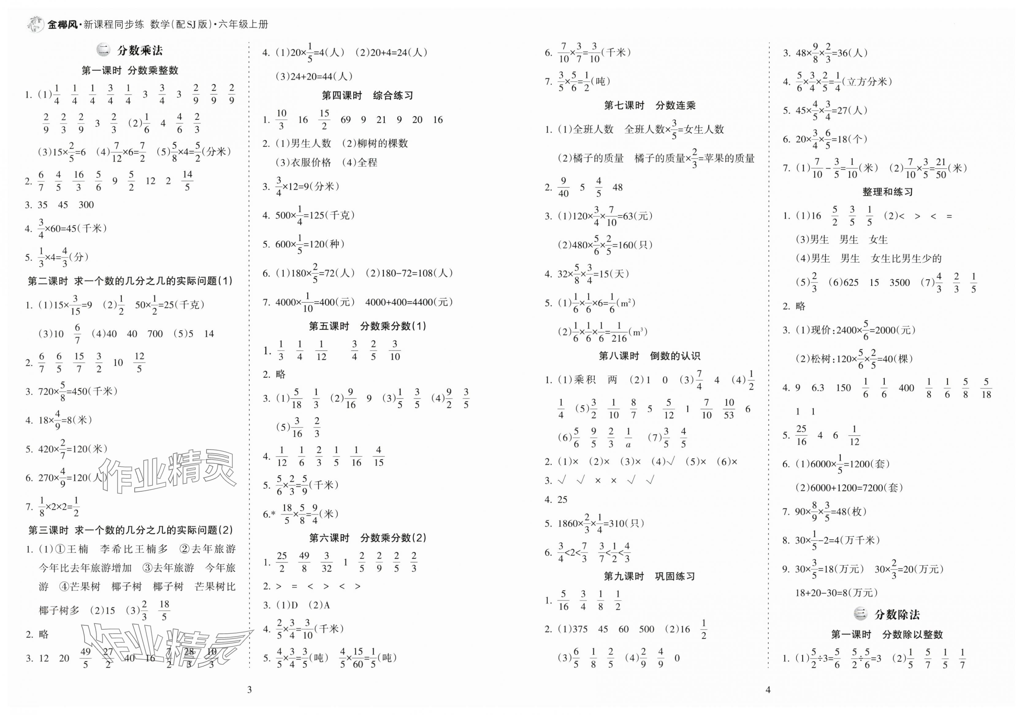 2025年金椰风新课程同步练六年级数学上册苏教版 第2页