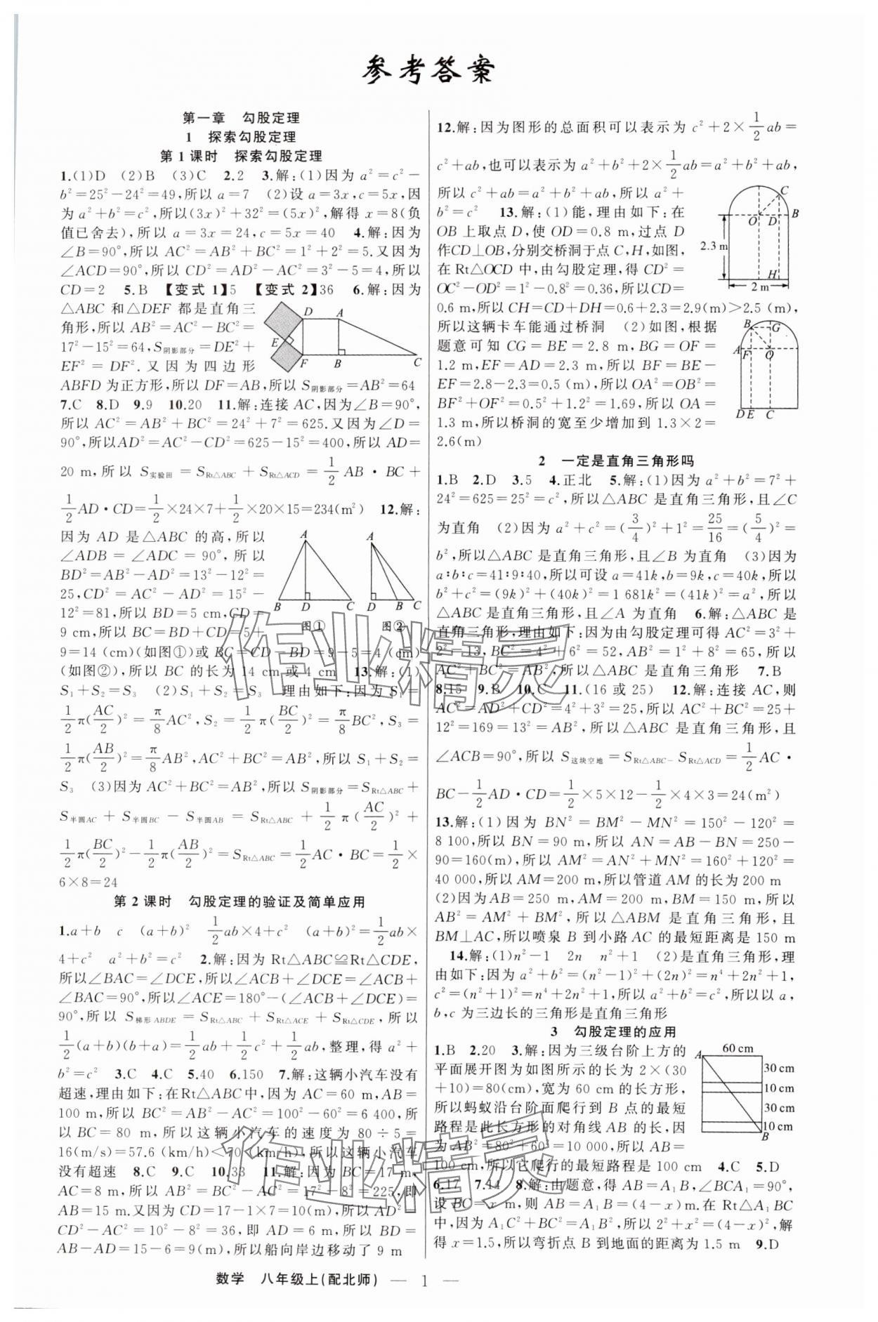 2024年四清導(dǎo)航八年級(jí)數(shù)學(xué)上冊(cè)北師大版 第1頁(yè)