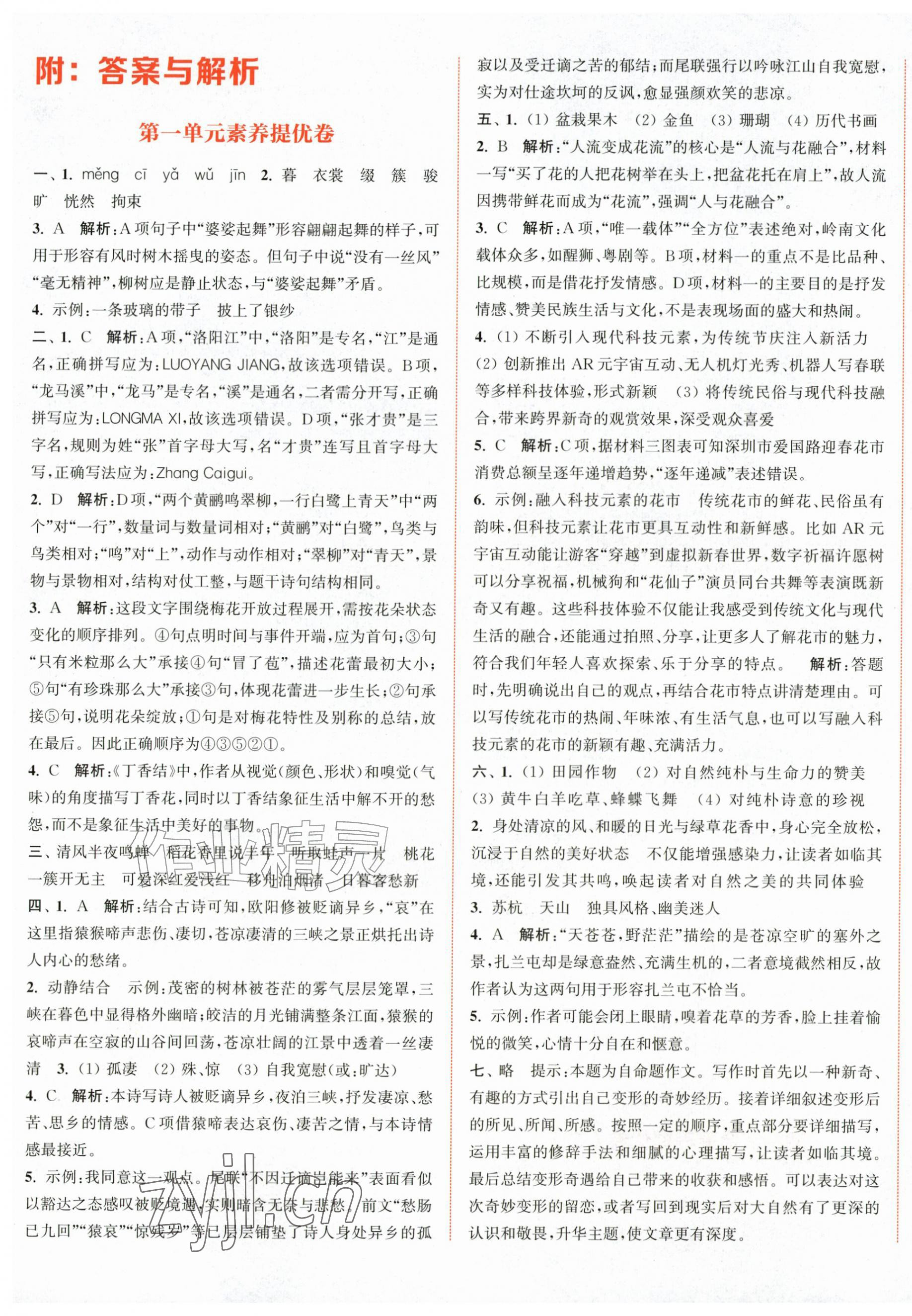 2026年通城学典拔尖大试卷六年级语文上册人教版&nbsp;第1页