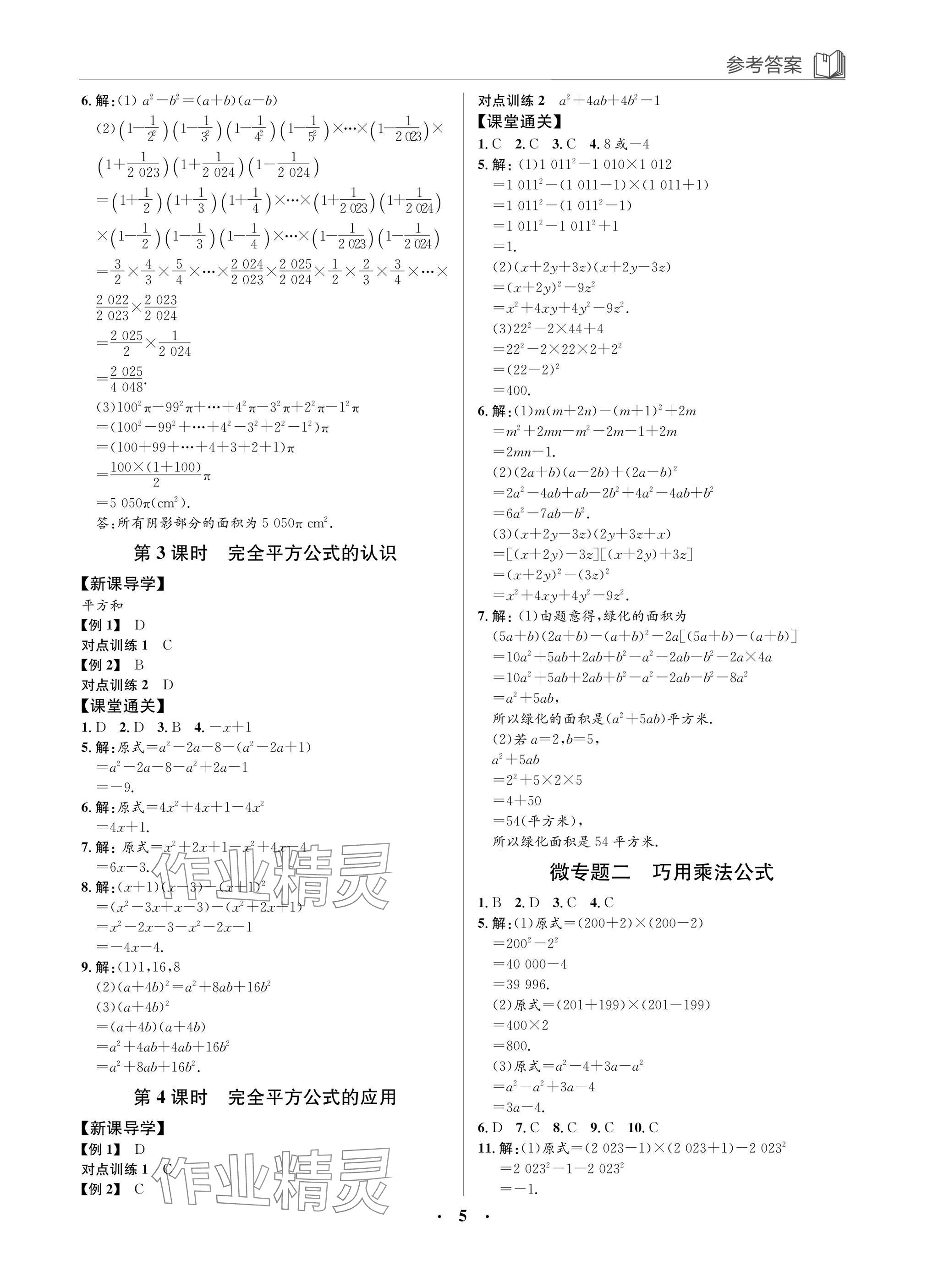 2025年廣東名師講練通七年級數學下冊北師大版深圳專版 參考答案第5頁