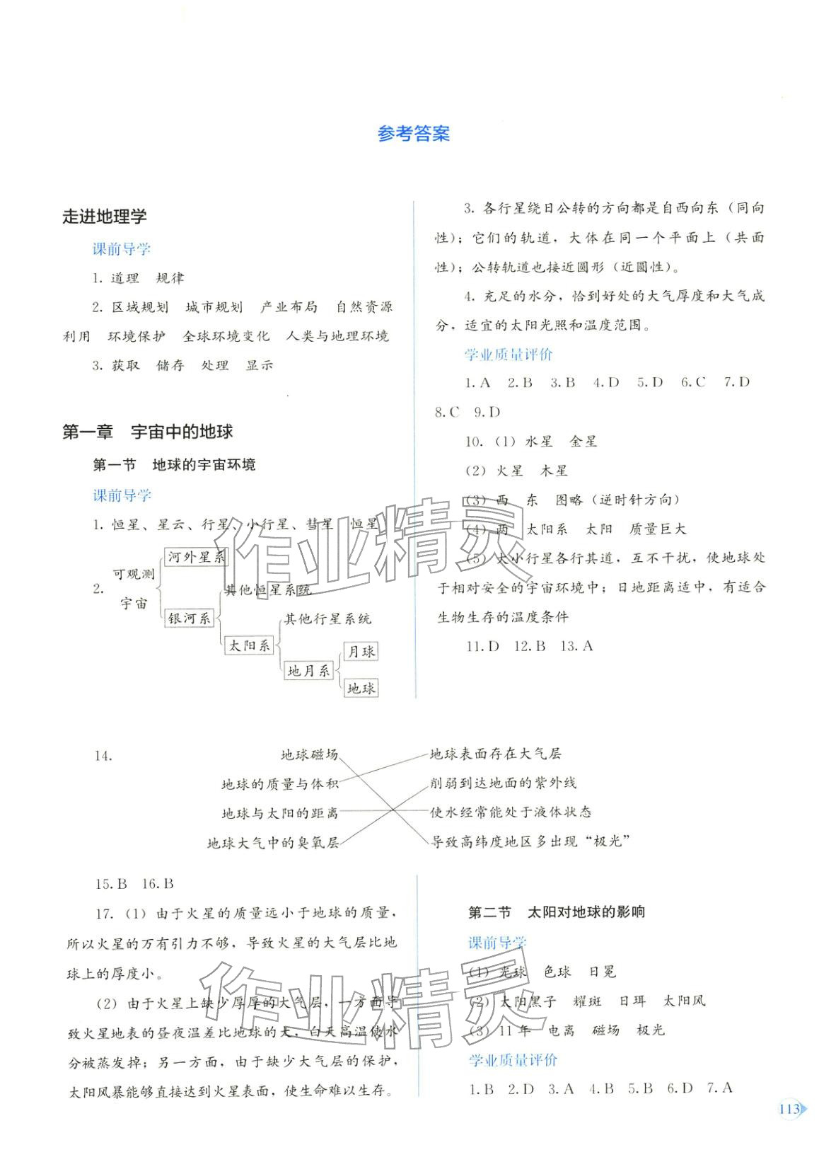 2025年学生训练手册高中地理必修第一册湘教版&nbsp;第1页