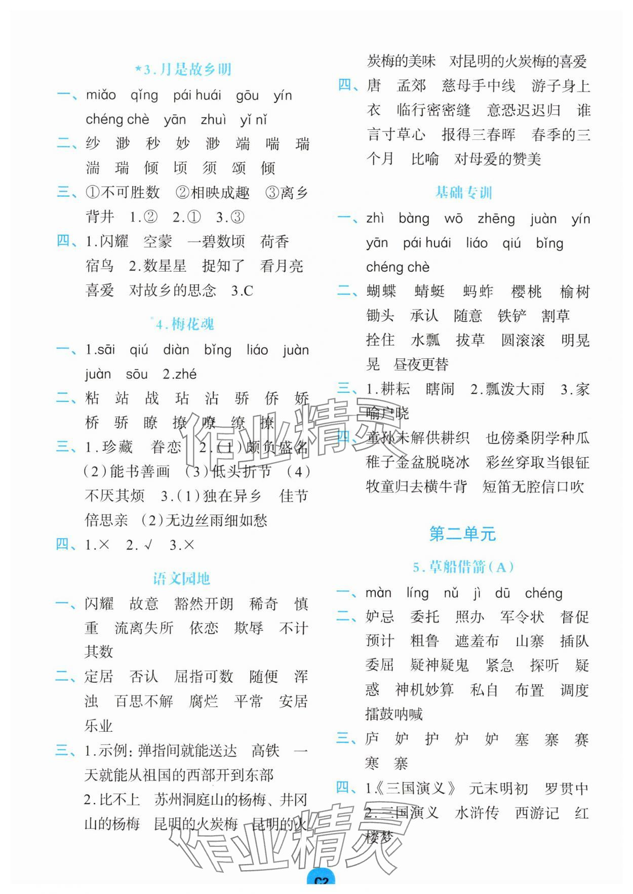 2025年考点默写手册五年级语文下册人教版 第2页