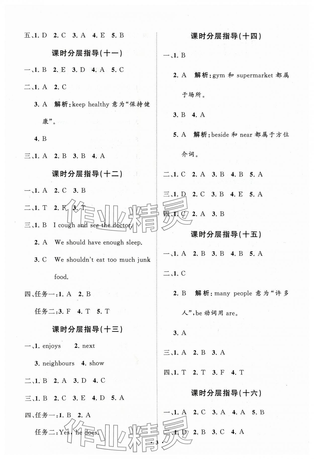 2024年同步練習(xí)冊(cè)分層指導(dǎo)五年級(jí)英語下冊(cè)魯科版五四制 參考答案第3頁