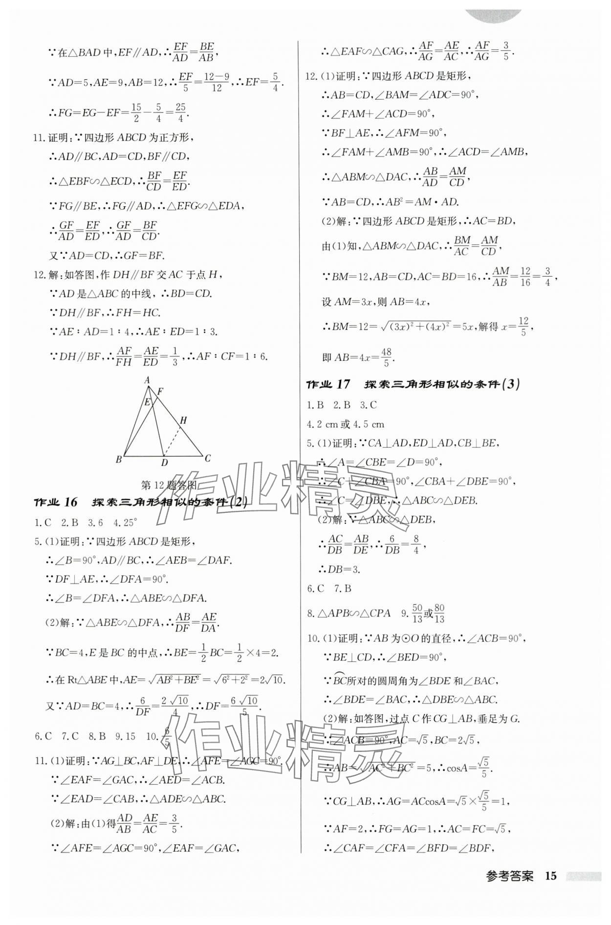 2024年啟東中學(xué)作業(yè)本九年級數(shù)學(xué)下冊蘇科版宿遷專版 第15頁