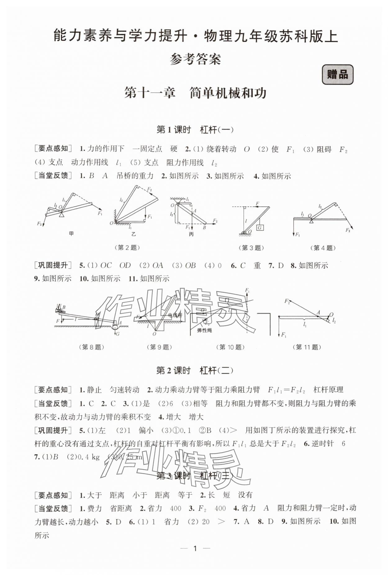 2024年能力素养与学力提升九年级物理上册苏科版 第1页