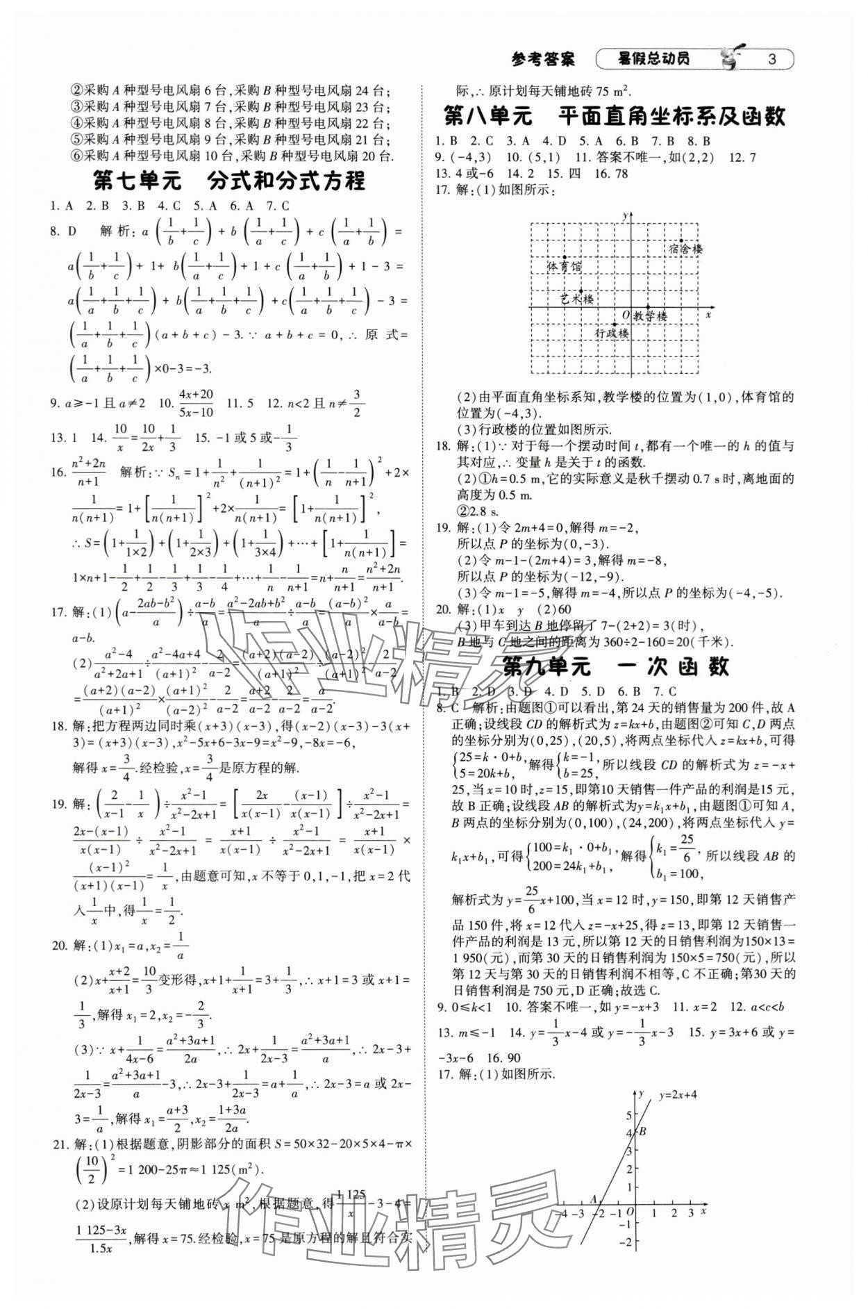 2024年暑假總動員八年級數(shù)學(xué)人教版寧夏人民出版社 參考答案第3頁