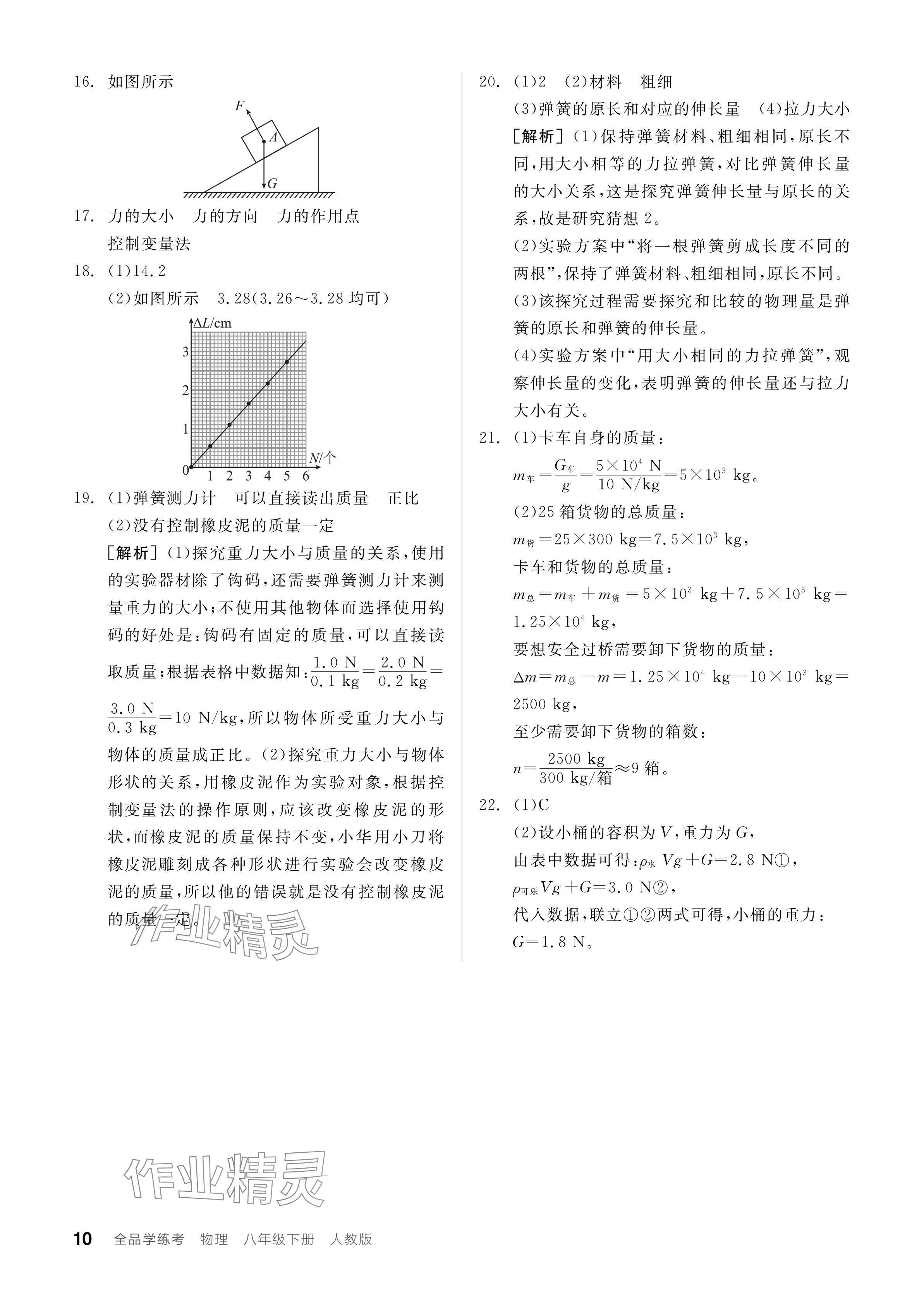 2024年全品學(xué)練考八年級(jí)物理下冊(cè)人教版 參考答案第10頁(yè)