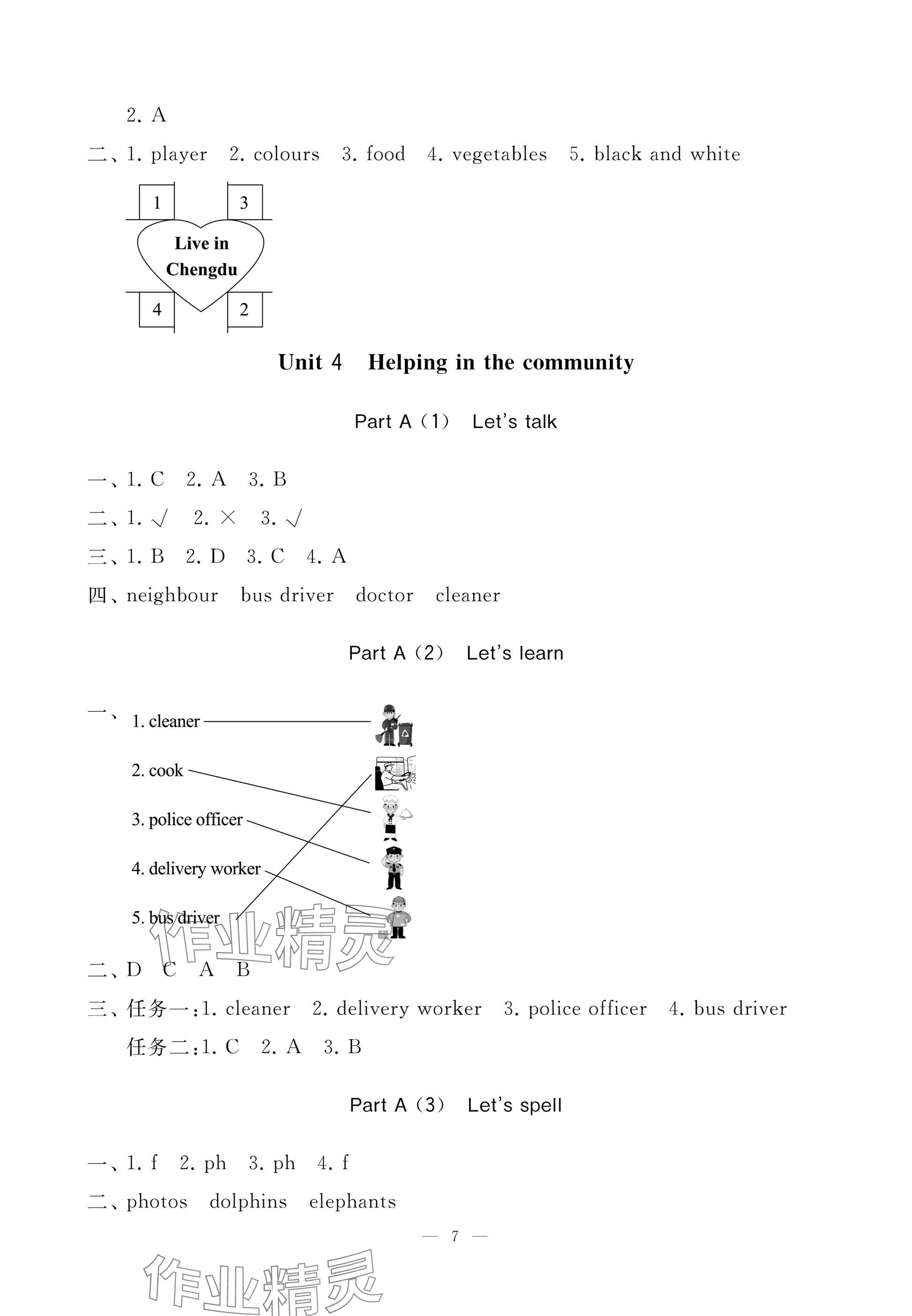 2025年新课堂同步学习与探究四年级英语上册人教版枣庄专版 参考答案第7页