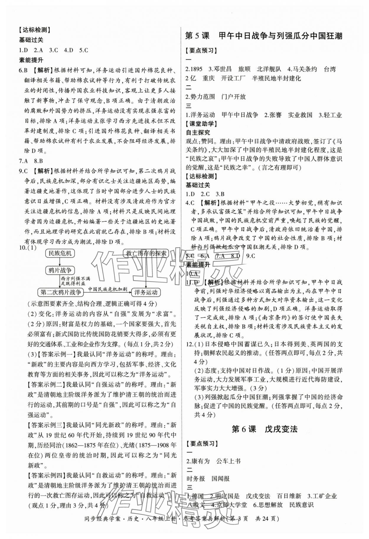 2025年同步經(jīng)典學(xué)案八年級歷史上冊人教版 第3頁