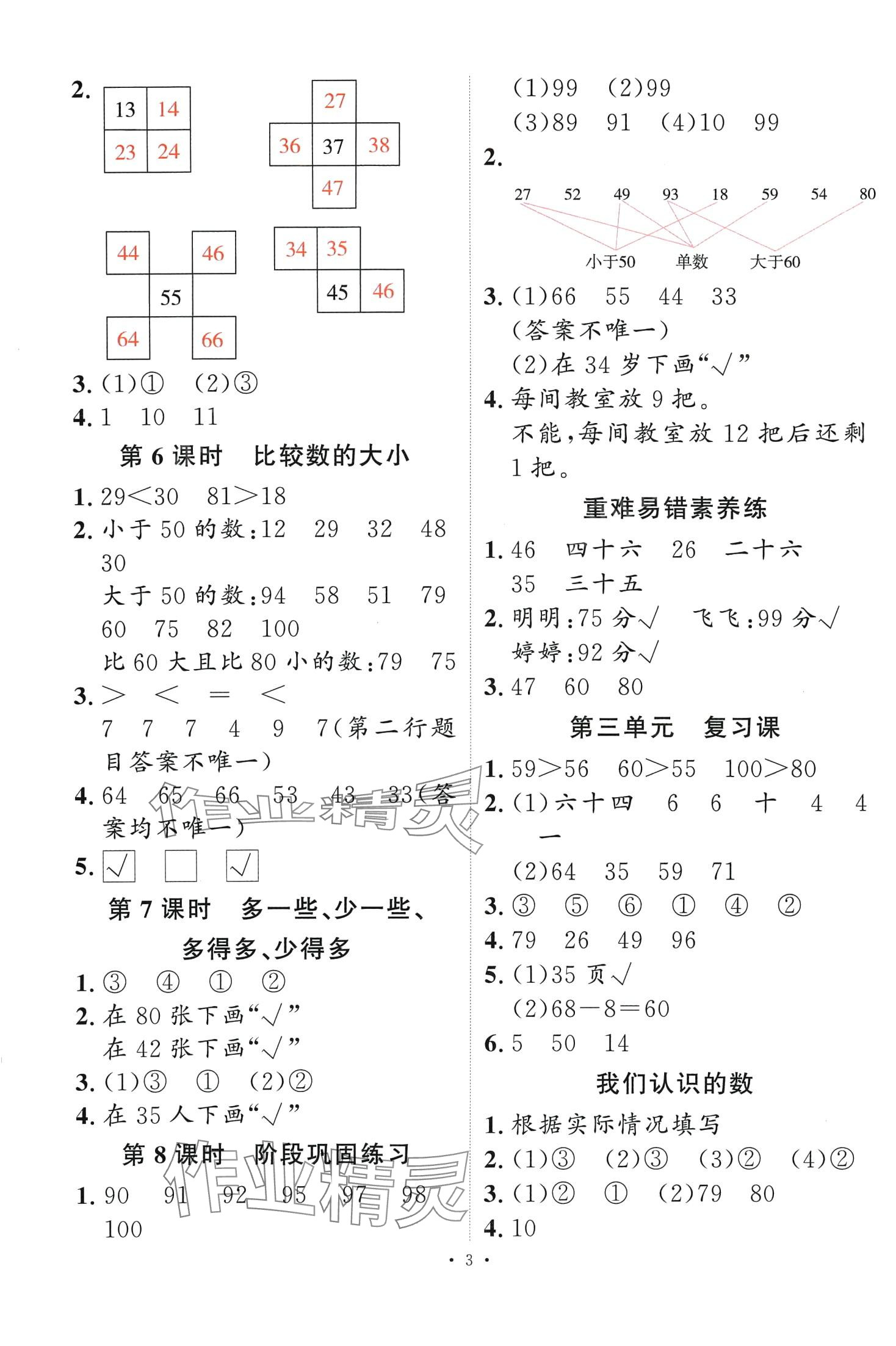 2024年每时每刻快乐优加作业本一年级数学下册苏教版 第3页