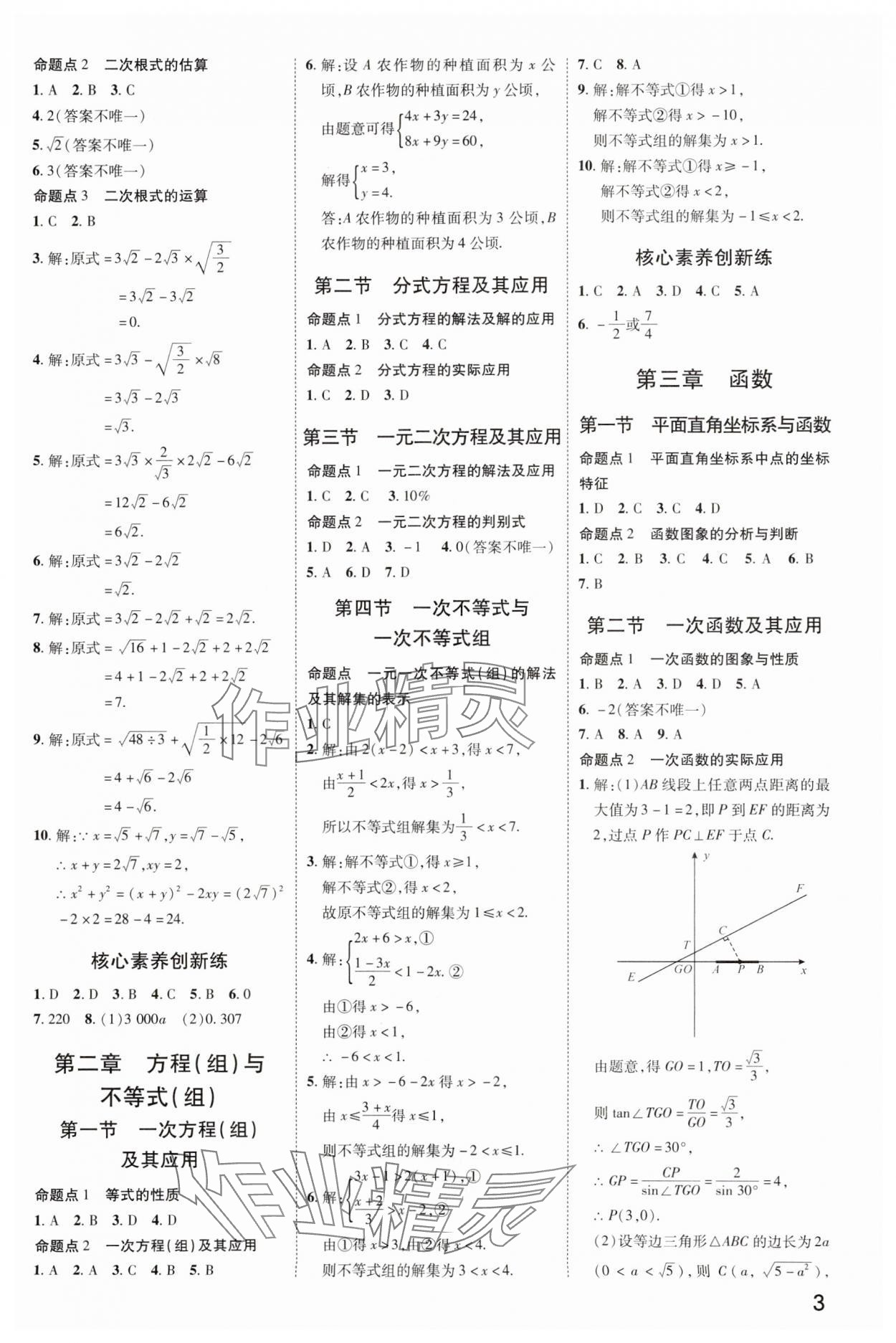 2025年核心中考数学甘肃专版 参考答案第2页