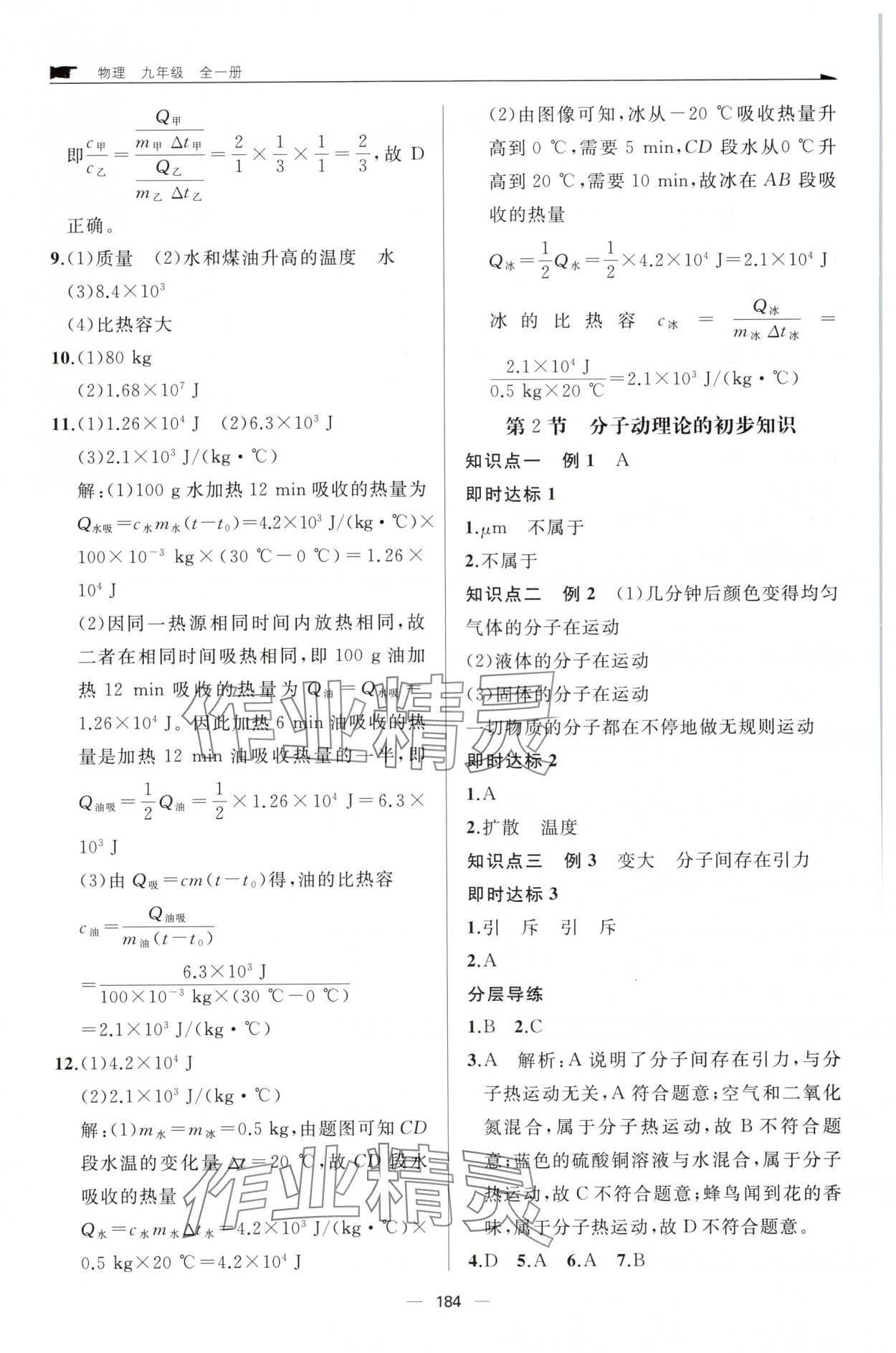 2025年新课程助学丛书物理九年级全一册人教版 参考答案第2页