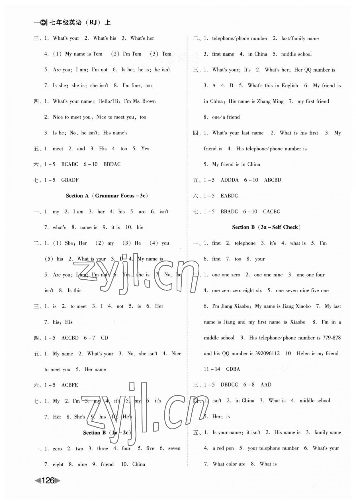 2023年胜券在握打好基础金牌作业本七年级英语上册人教版 第2页