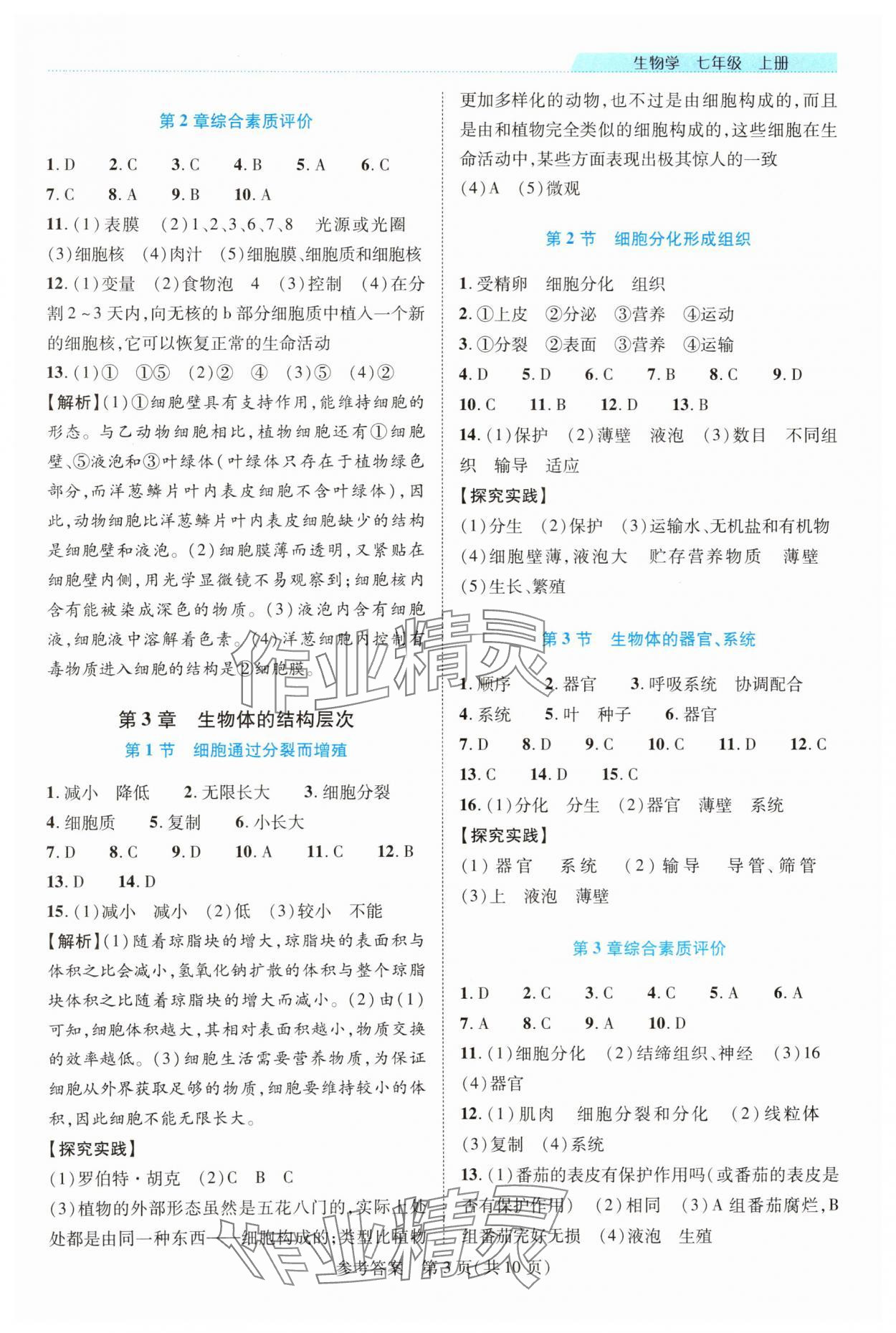 2025年新课程同步学案七年级生物上册北师大版 第3页