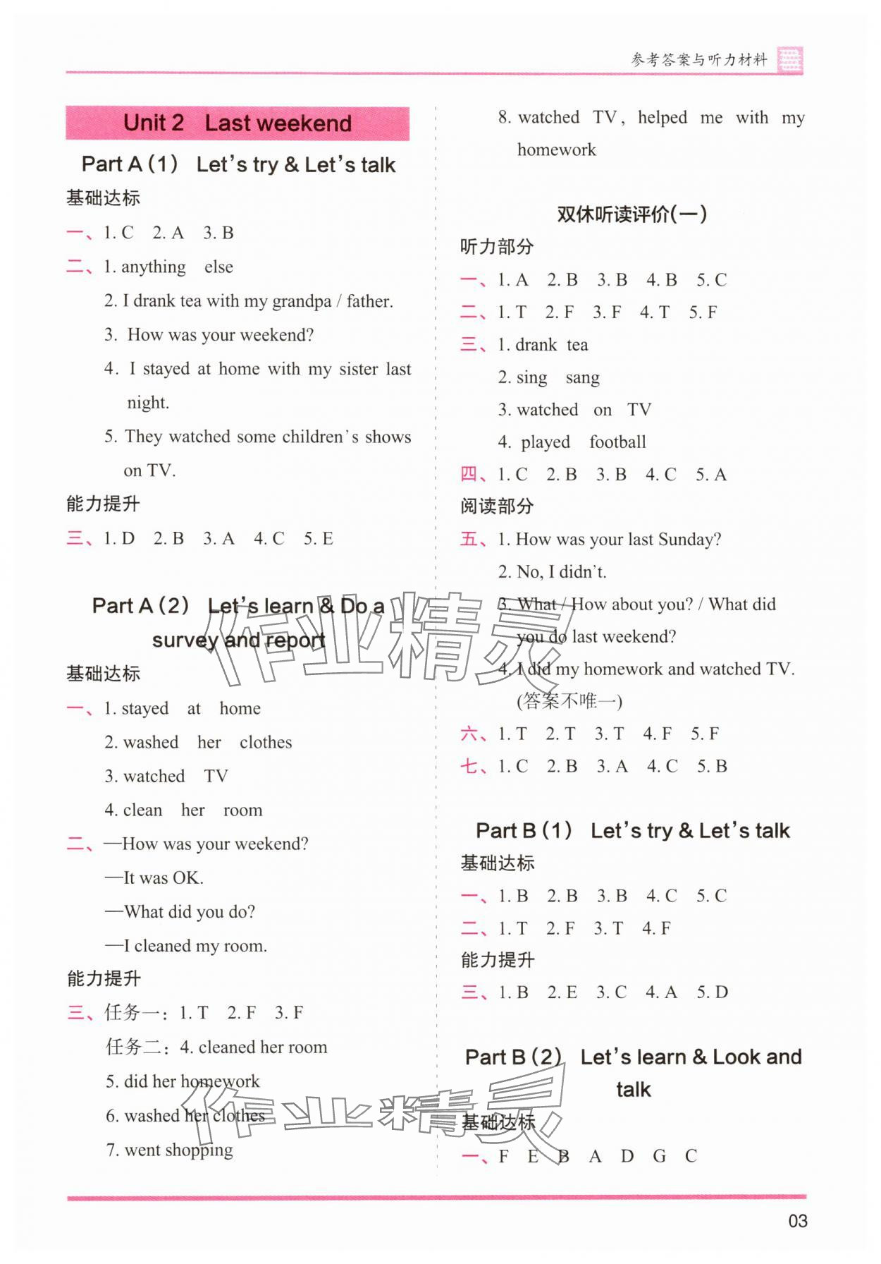 2025年木頭馬分層課課練六年級英語下冊人教版 參考答案第3頁