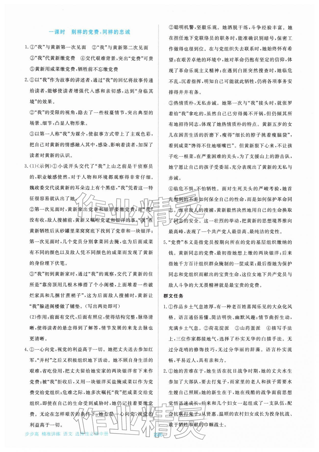 2025年步步高精準(zhǔn)講練高中語文選擇性必修中冊人教版&nbsp;參考答案第13頁