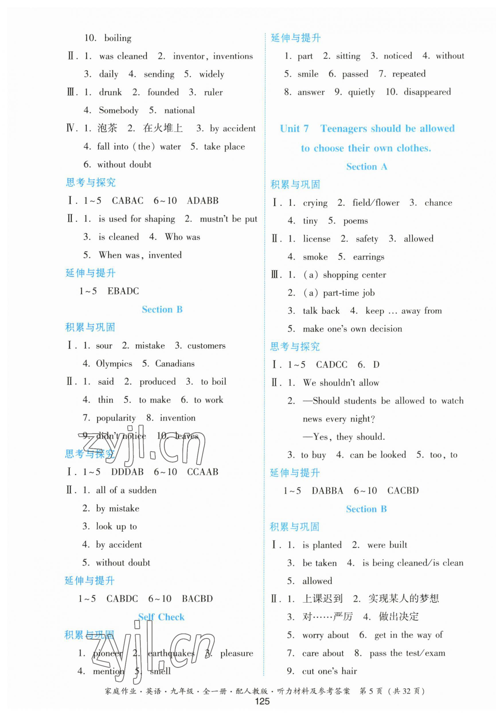 2023年家庭作業(yè)九年級(jí)英語全一冊(cè)人教版 第5頁