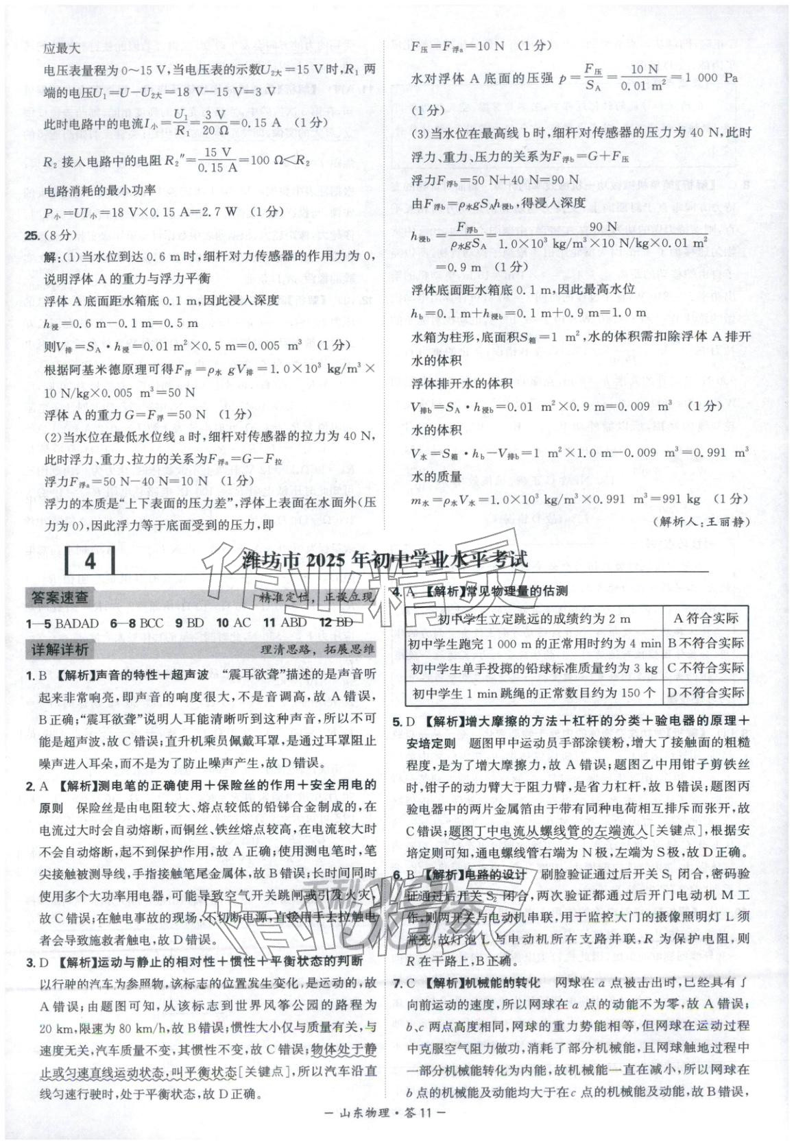 2026年天利38套中考试题精选物理山东专版 第11页