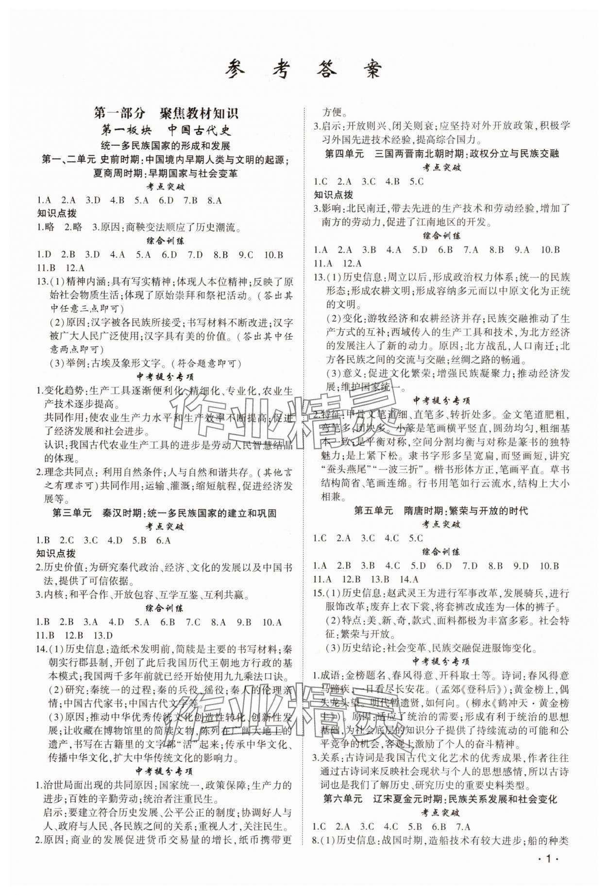 2025年聚焦中考?xì)v史湖北專版 第1頁(yè)