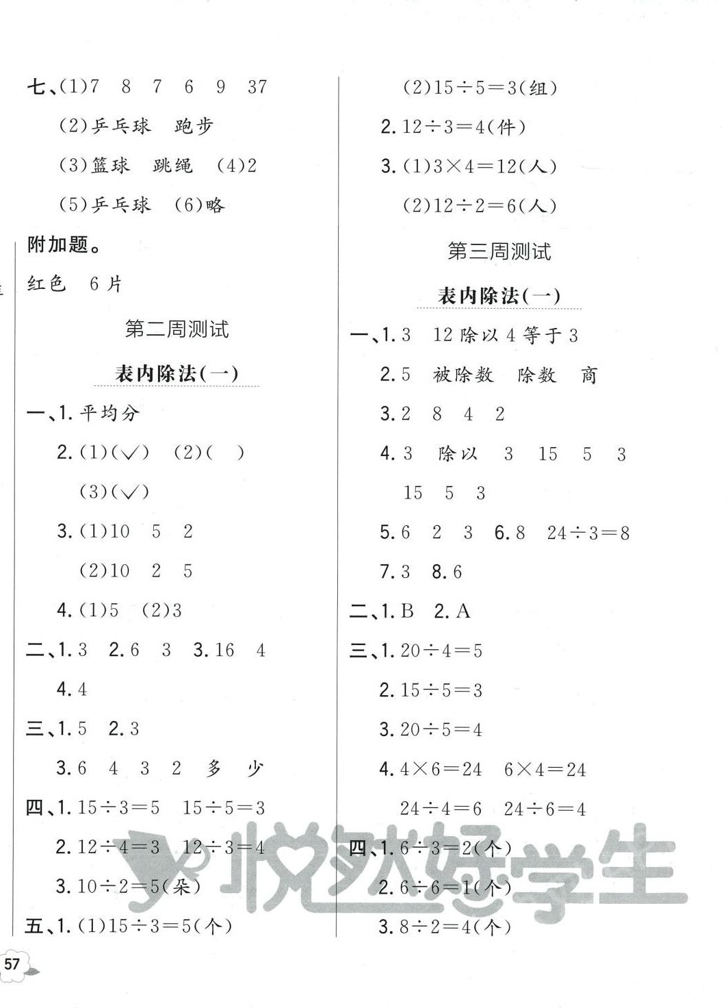 2024年悦然好学生周周测二年级数学下册人教版 第2页