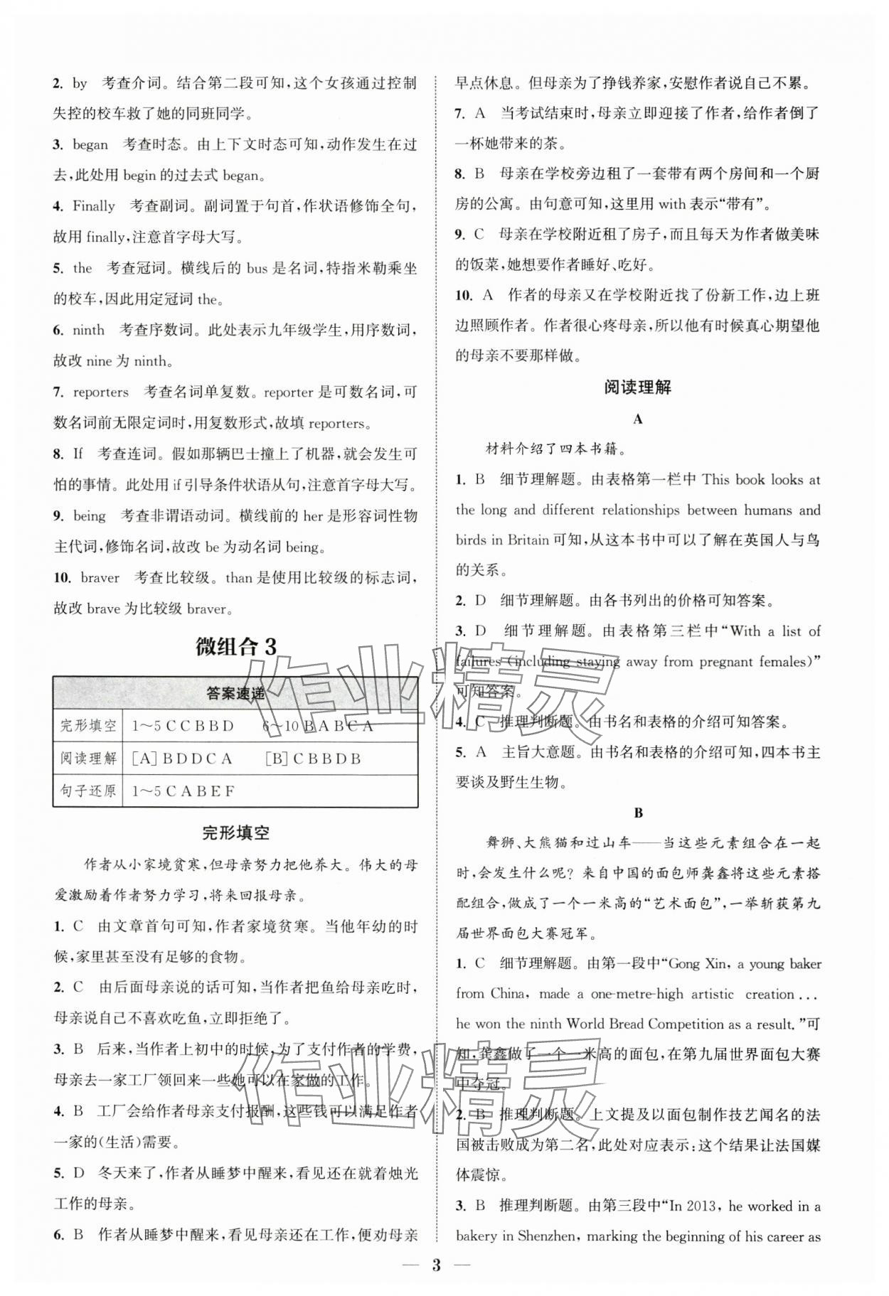 2024年通城学典初中英语阅读组合训练九年级加中考深圳专版 第3页