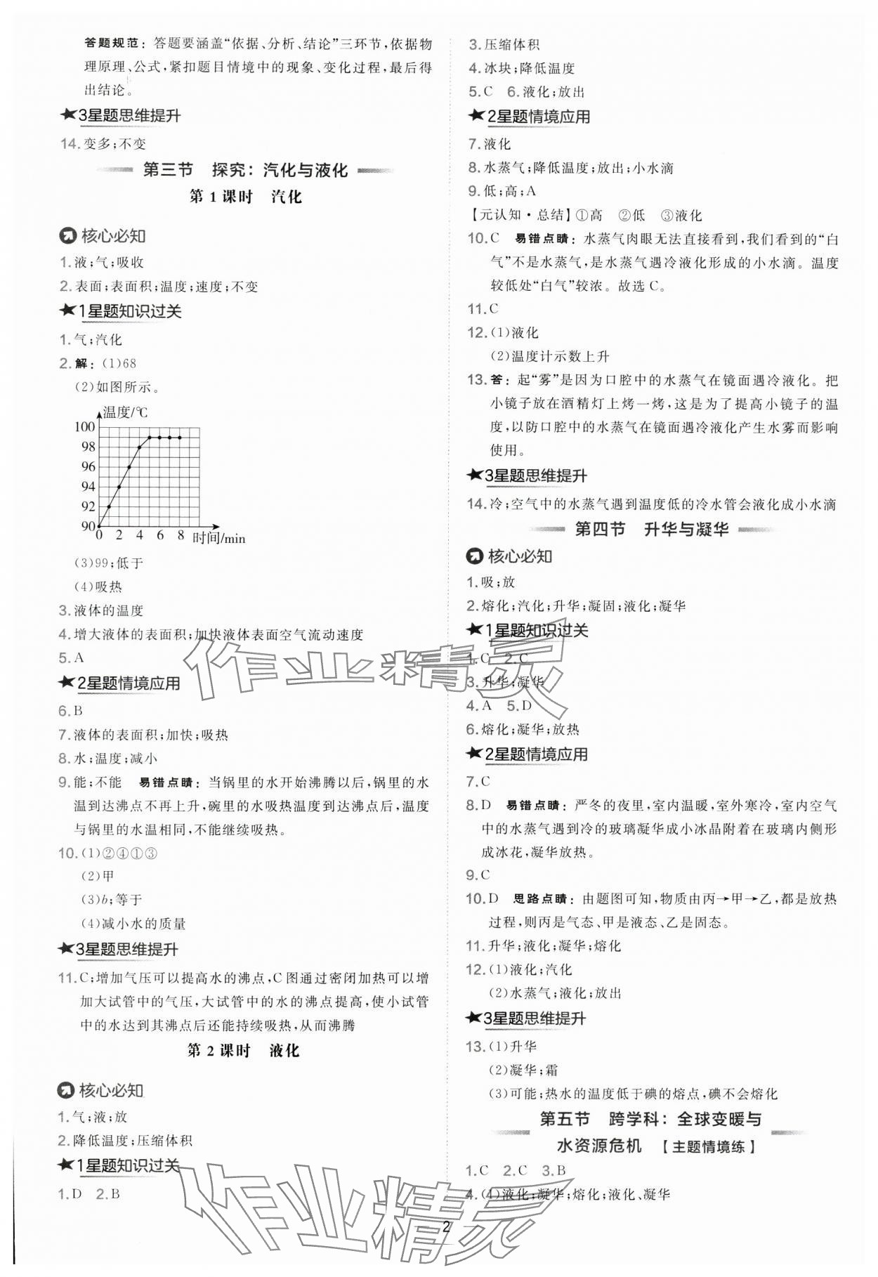 2025年点拨训练九年级物理全一册沪科版 参考答案第2页