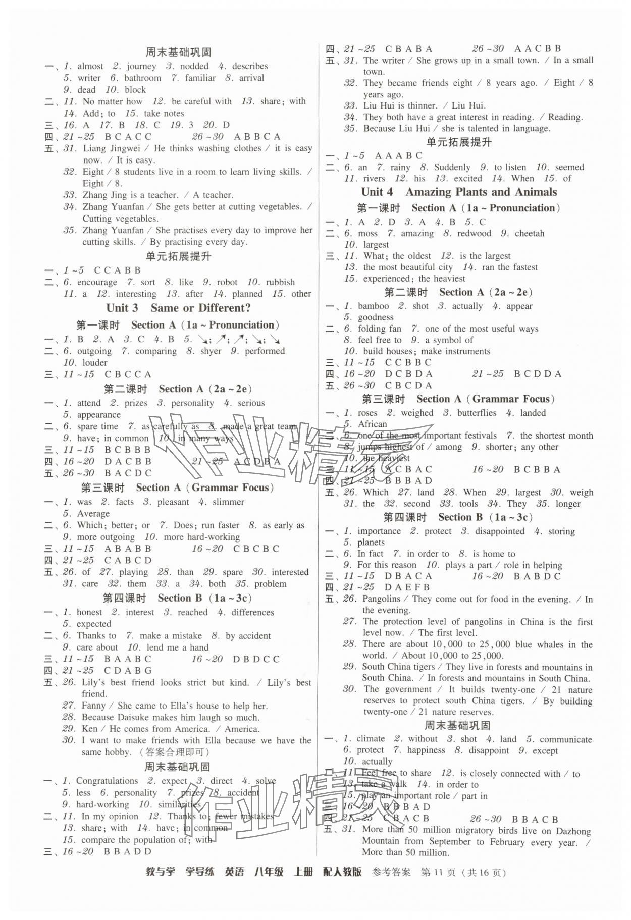 2025年教与学学导练八年级英语上册人教版&nbsp;第11页
