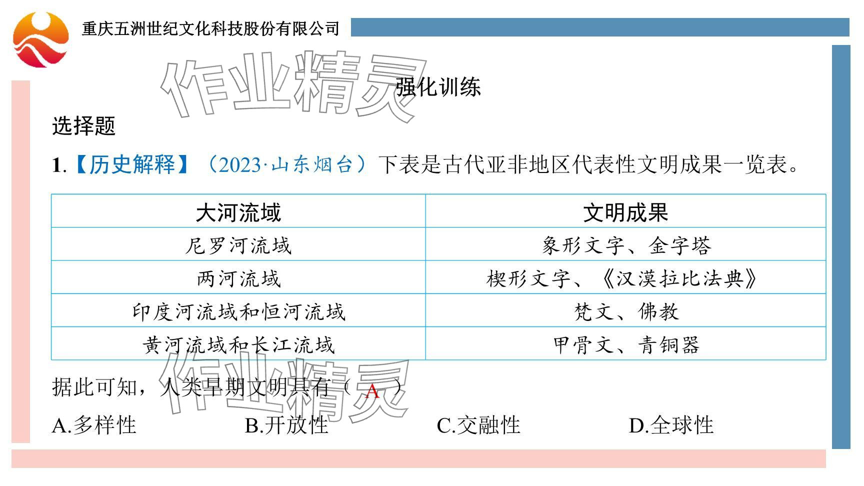 2024年重慶市中考試題分析與復習指導歷史 參考答案第29頁