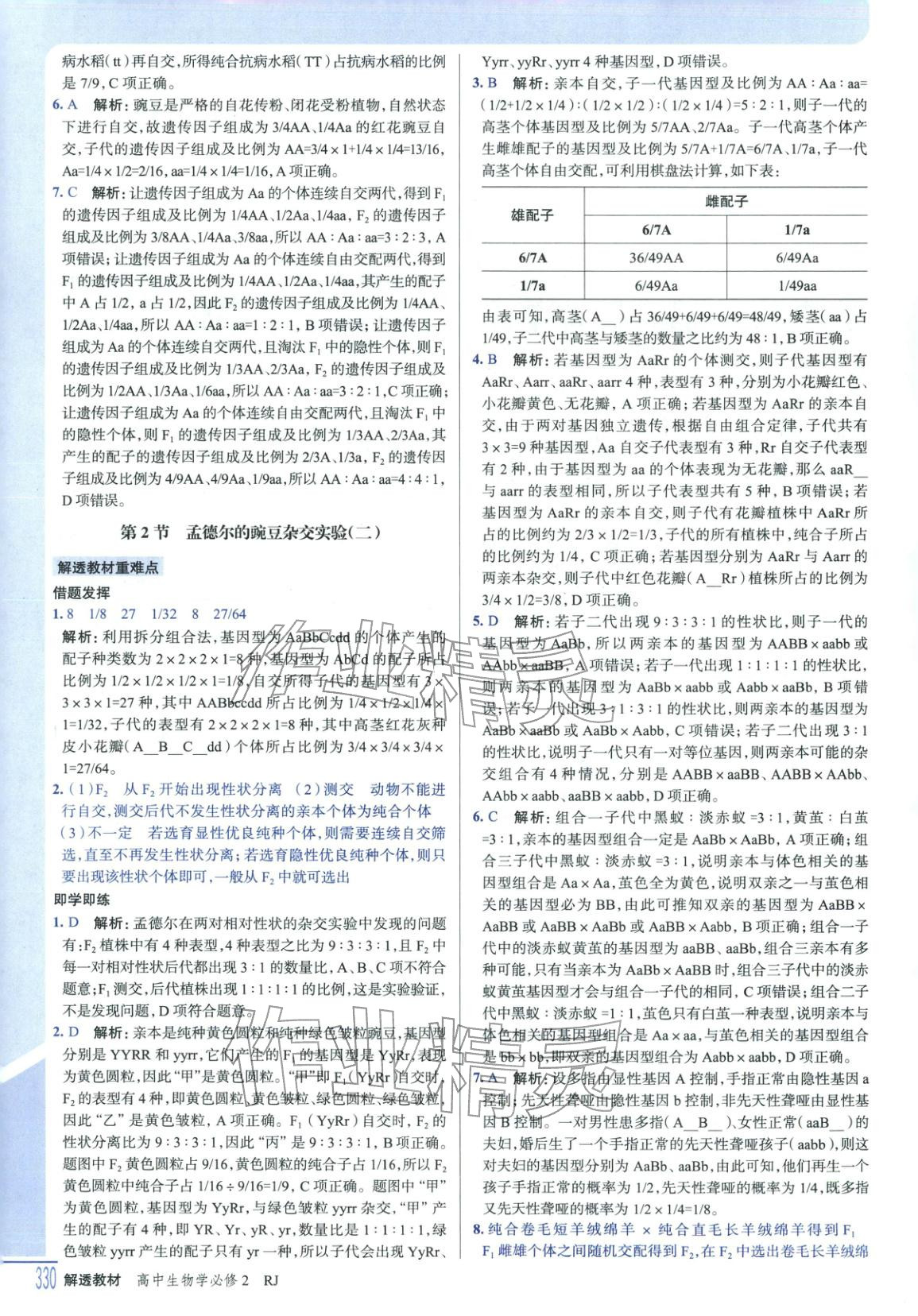 2025年解透教材高中生物必修第二册人教版&nbsp;第4页