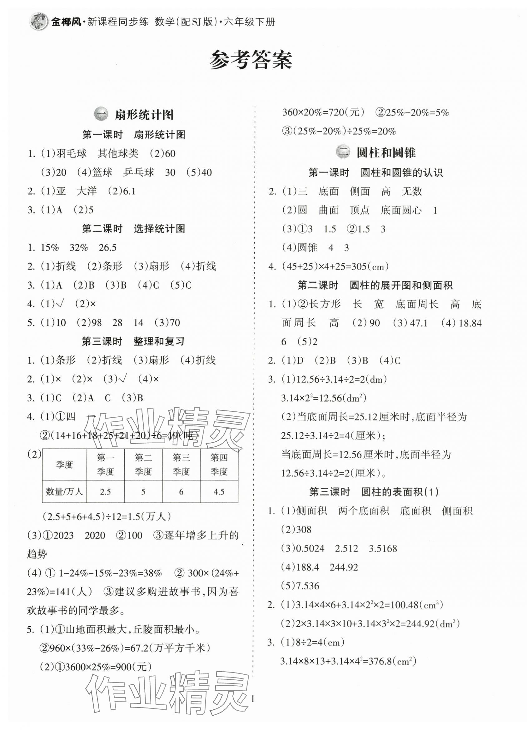 2024年金椰風(fēng)新課程同步練六年級(jí)數(shù)學(xué)下冊(cè)蘇教版 第1頁(yè)