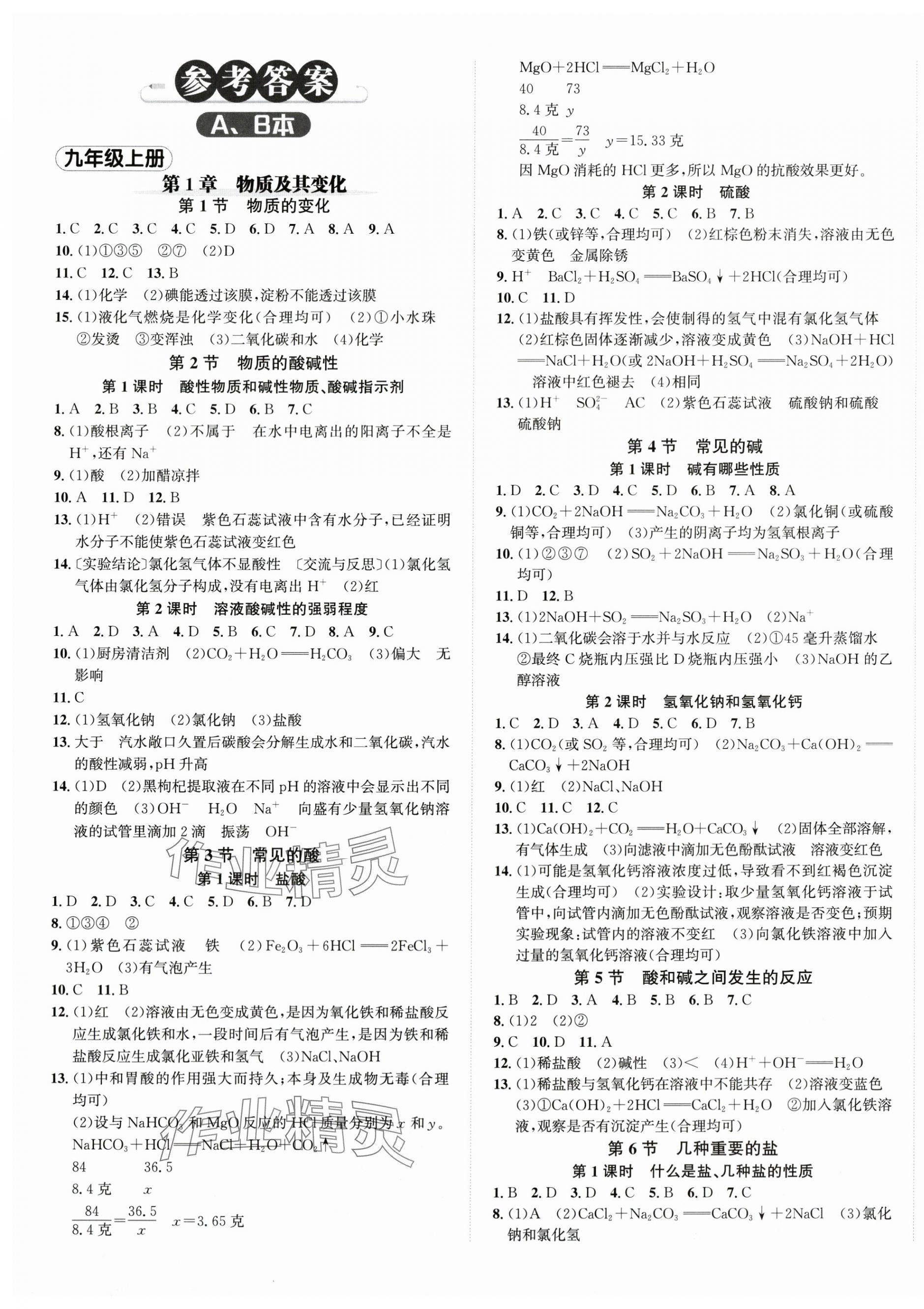 2025年奔跑吧少年九年級科學全一冊浙教版 第1頁
