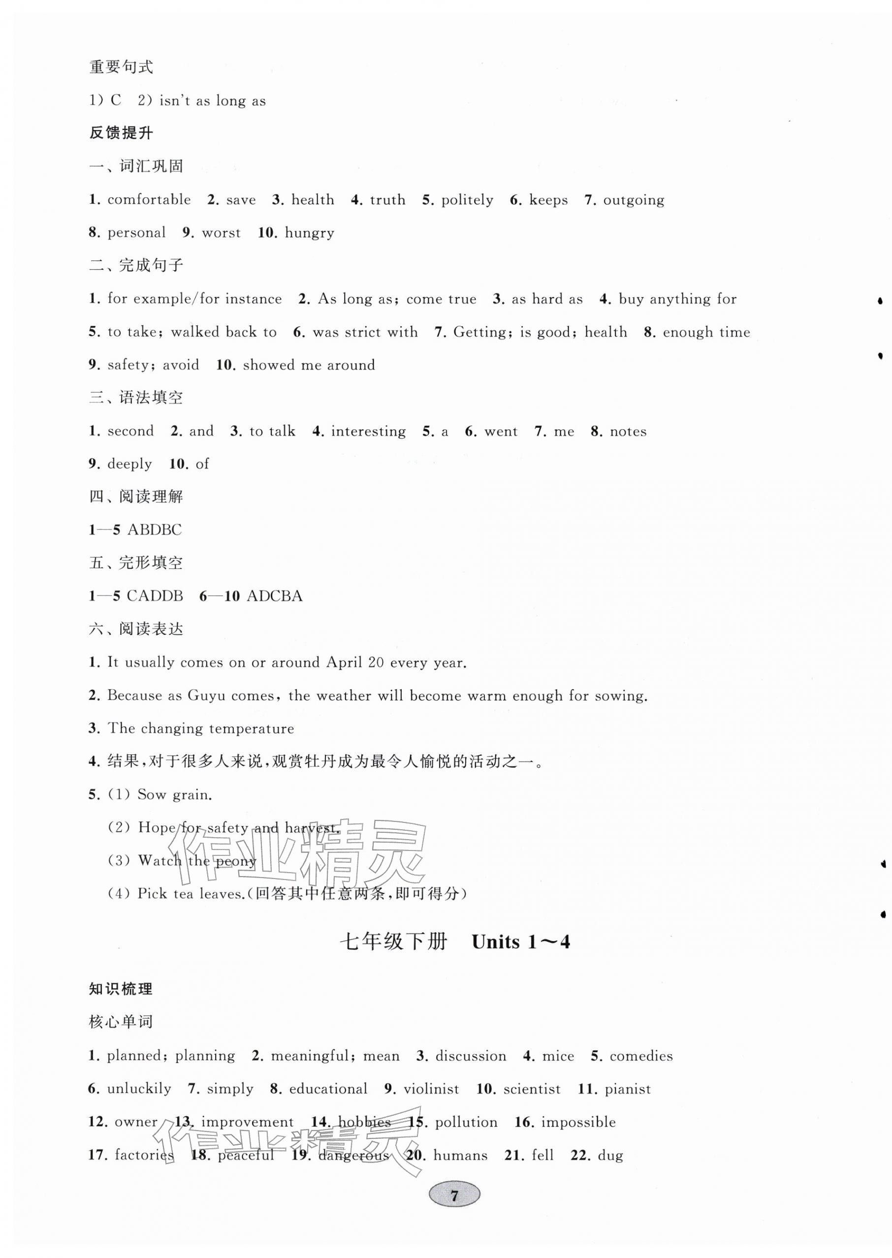 2026年初中总复习山东教育出版社九年级英语鲁教版&nbsp;第7页