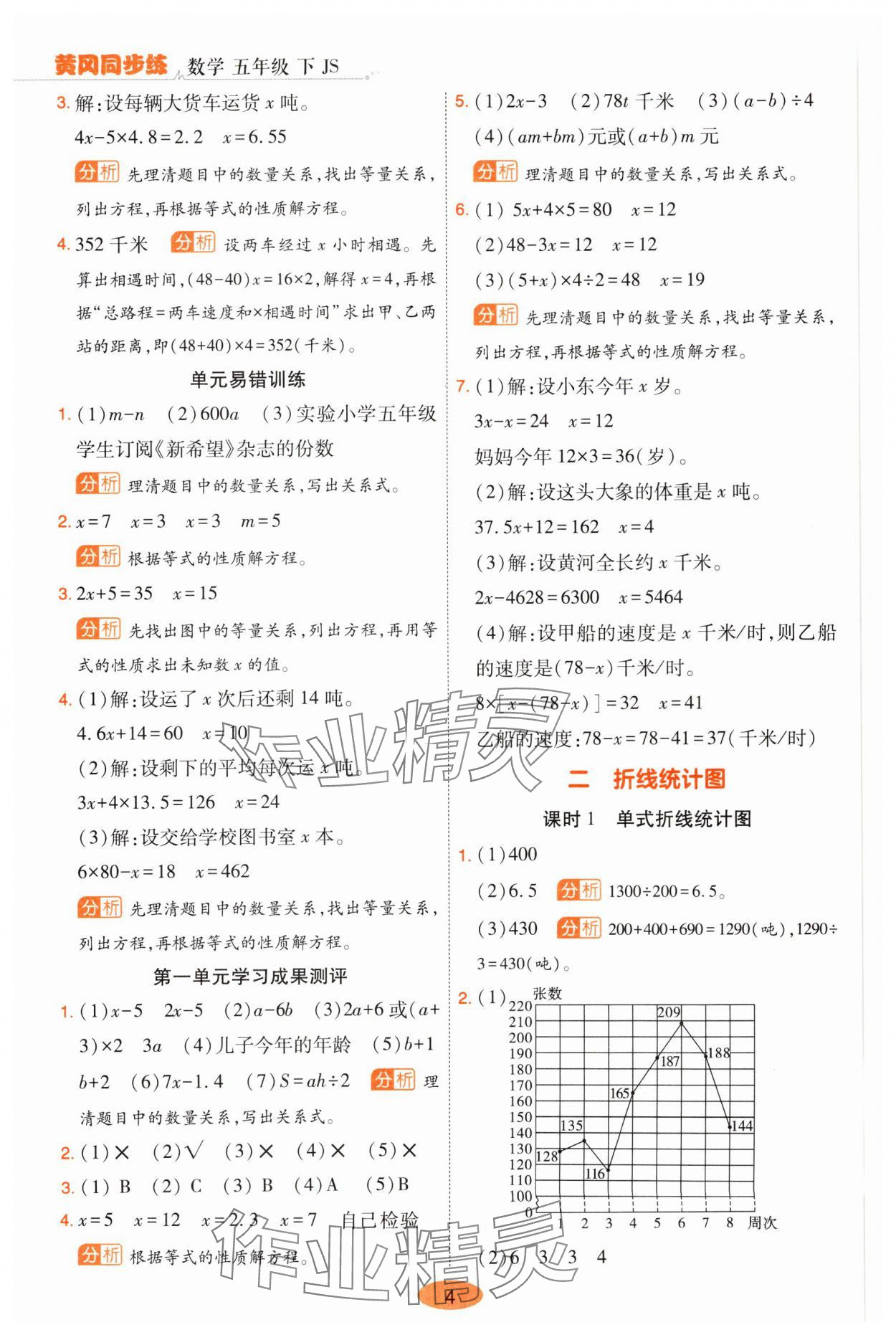 2025年黃岡同步練一日一練五年級數(shù)學(xué)下冊蘇教版 參考答案第4頁