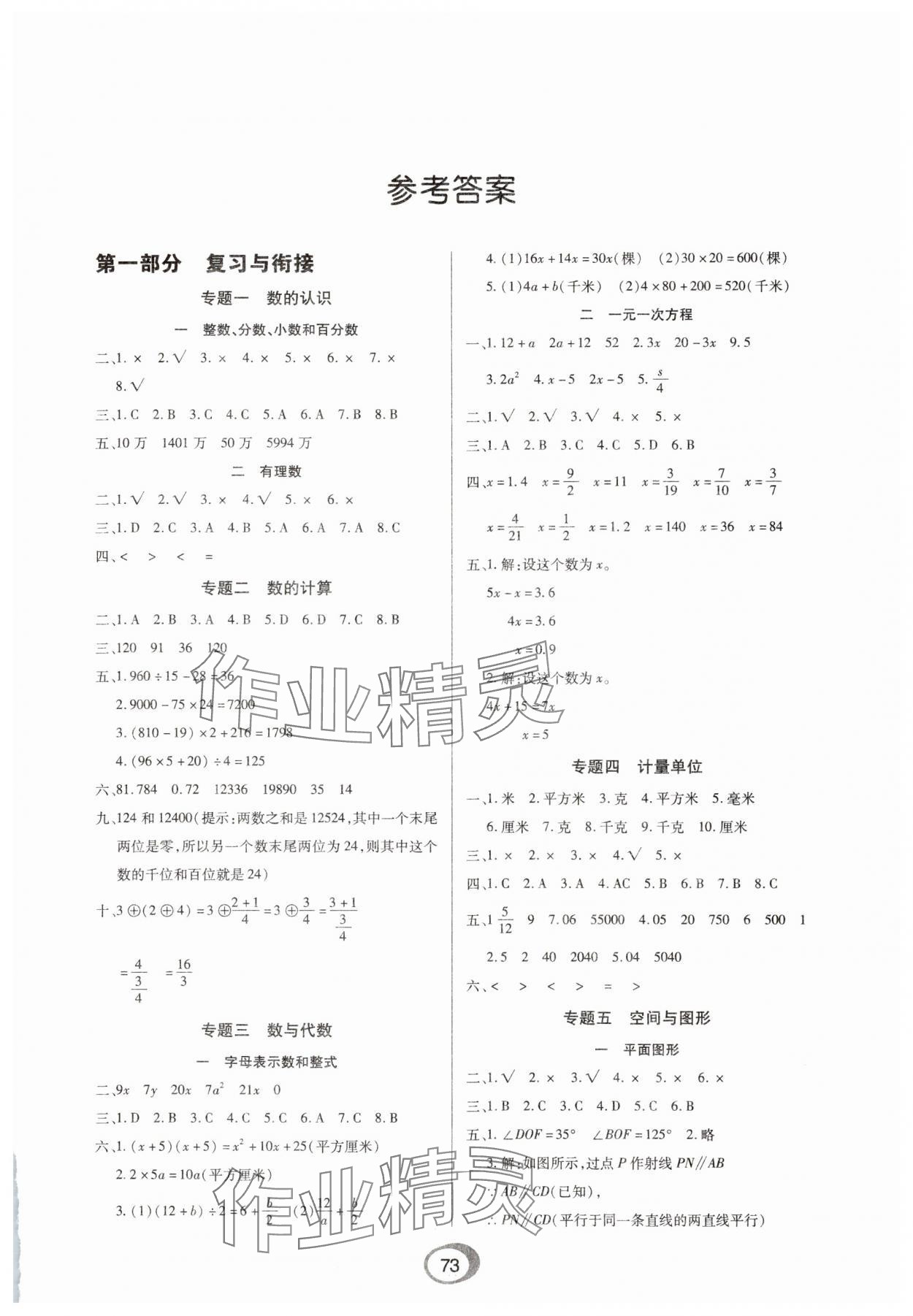 2025年快乐假期衔接优化训练六年级数学 第1页