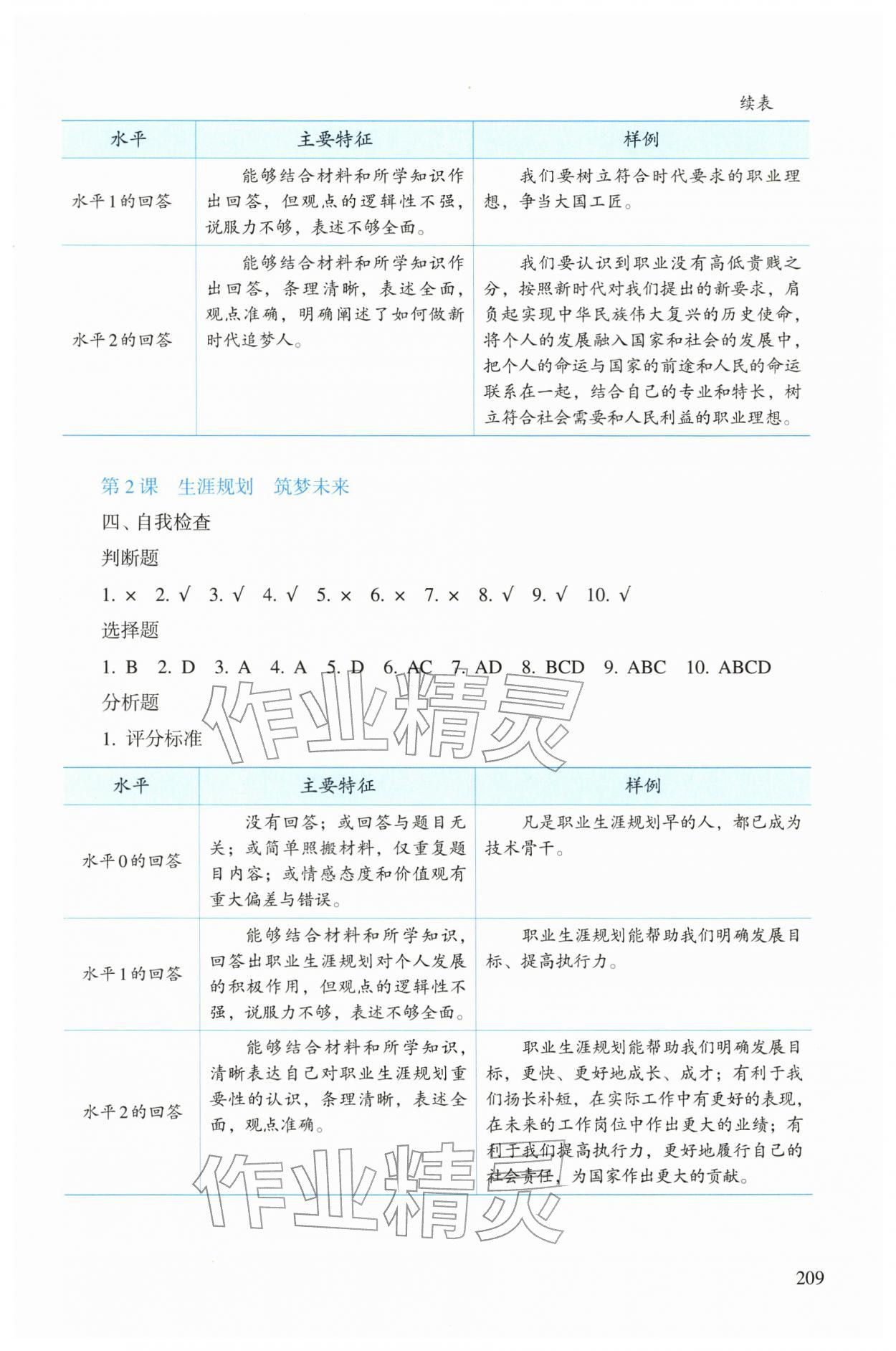 2025年学生学习用书道德与法治心理健康与职业生涯 参考答案第2页