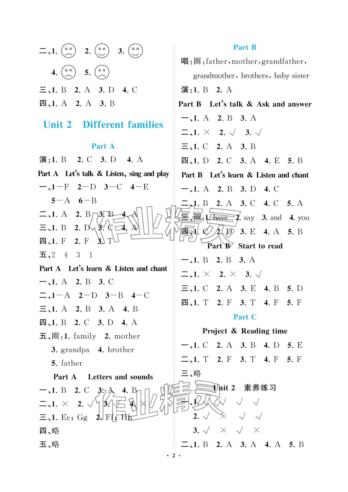 2025年新课程学习指导海南出版社三年级英语上册人教版 参考答案第2页