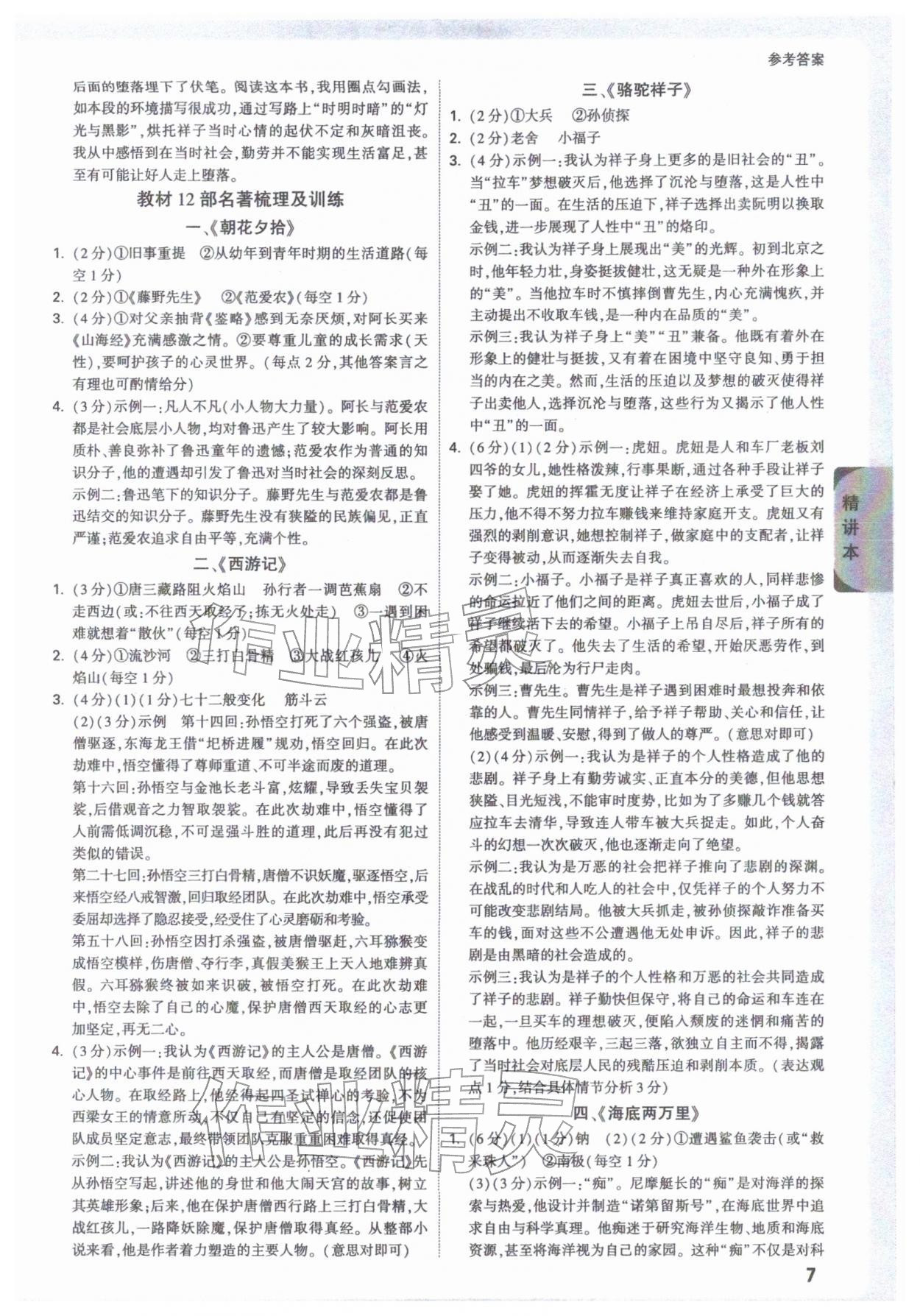 2026年万唯中考试题研究语文海南专版&nbsp;参考答案第7页