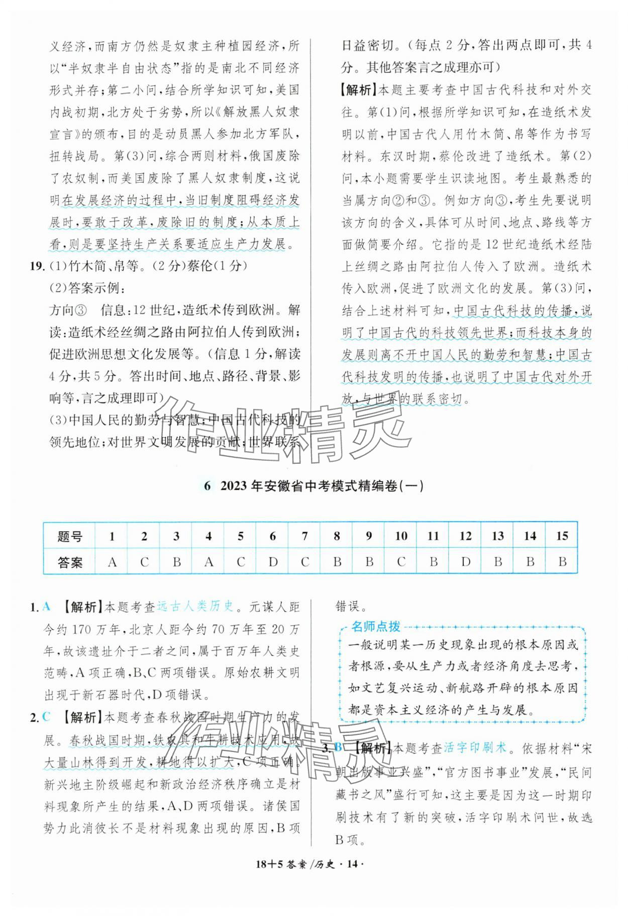 2024年中考試題精編安徽師范大學出版社歷史人教版安徽專版 第14頁