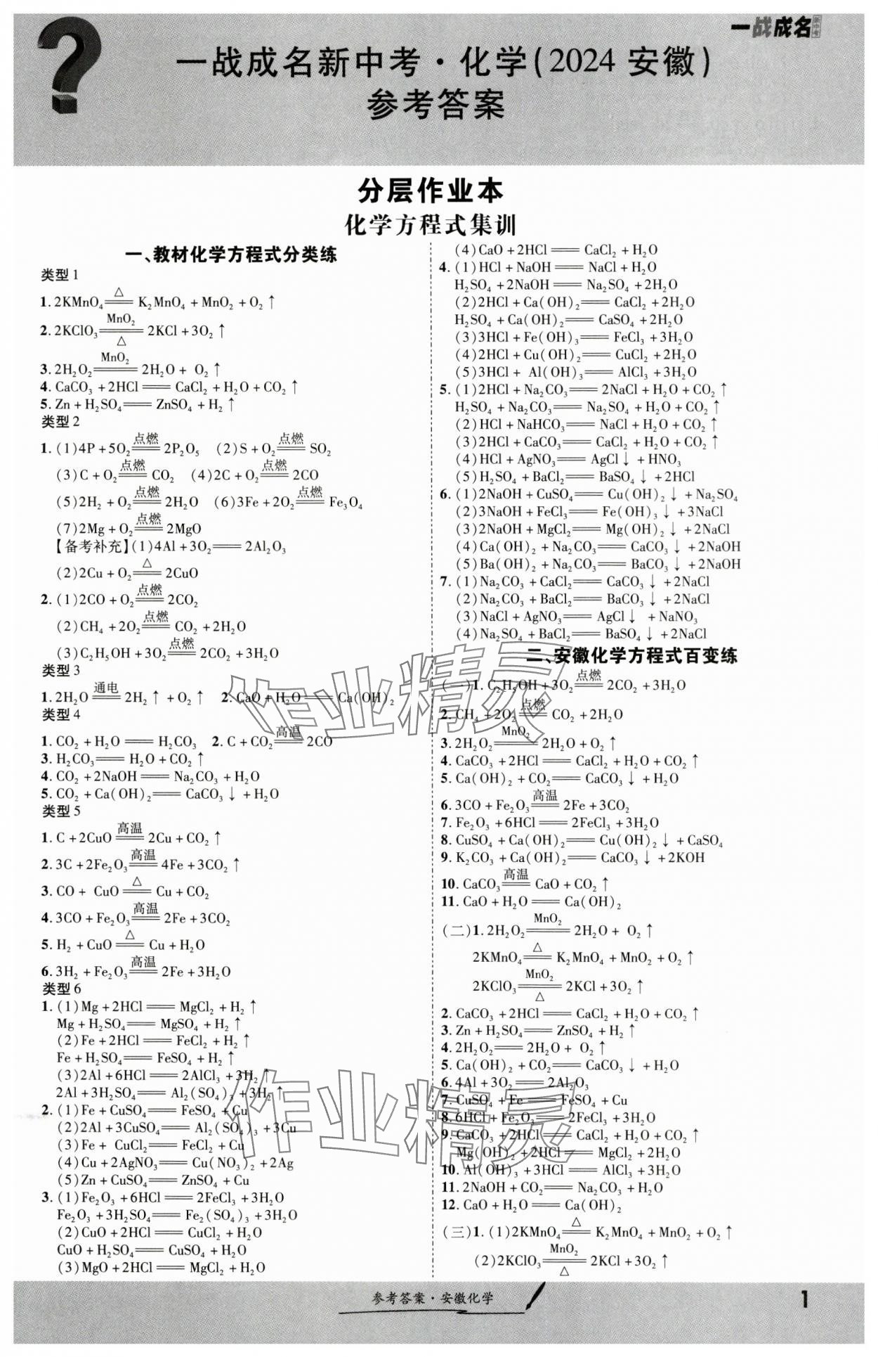 2024年一战成名考前新方案化学安徽专版 第1页