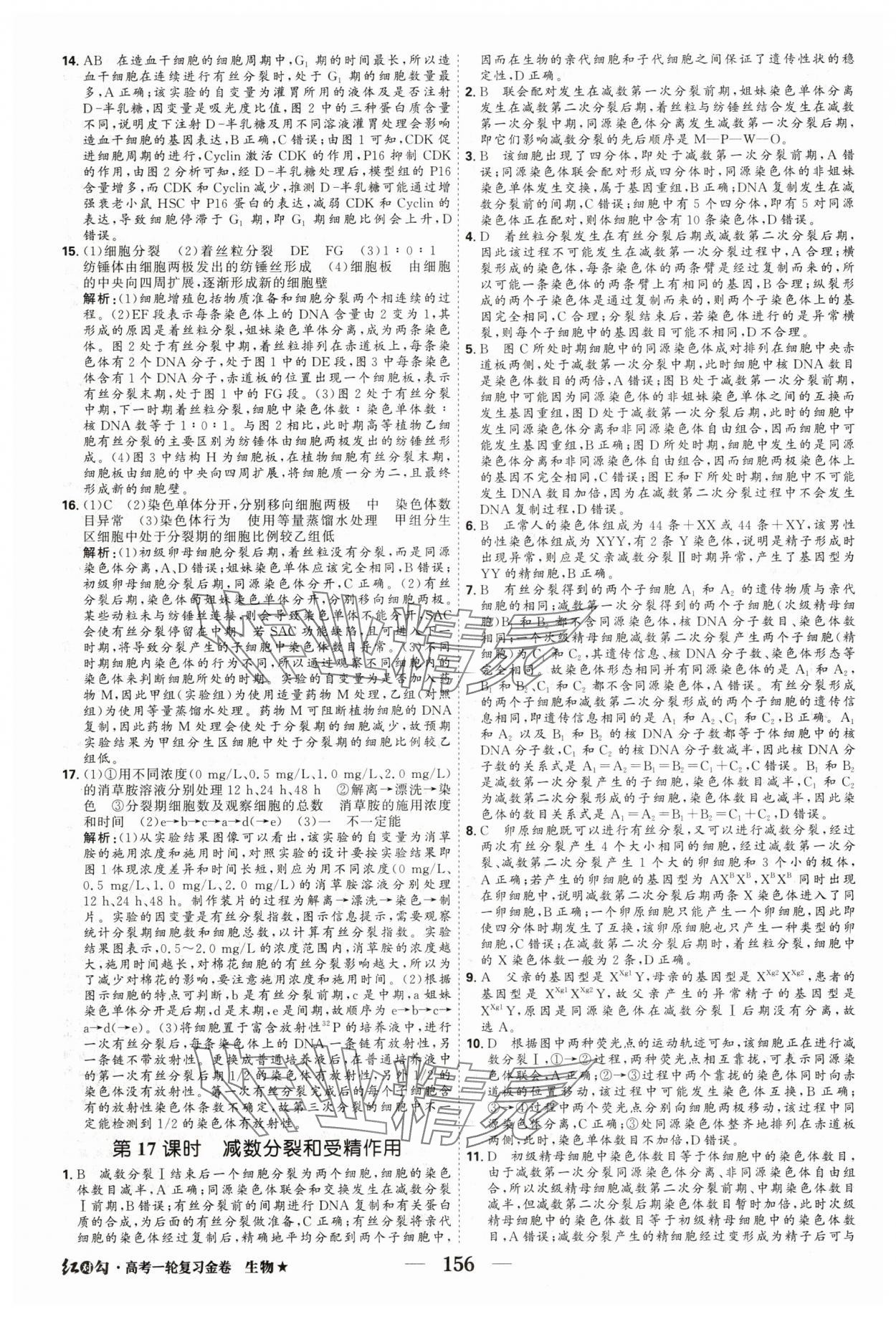 2025年紅對勾高考一輪復(fù)習(xí)金卷生物 第18頁