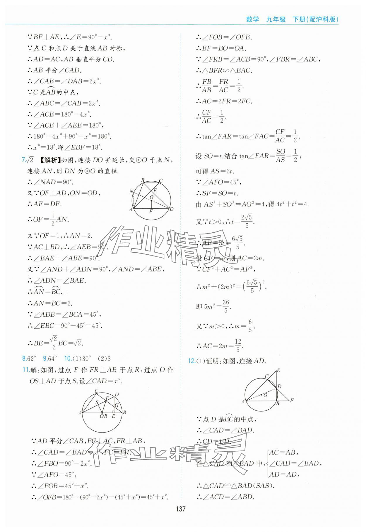 2025年新編基礎訓練黃山書社九年級數學下冊滬科版 第9頁