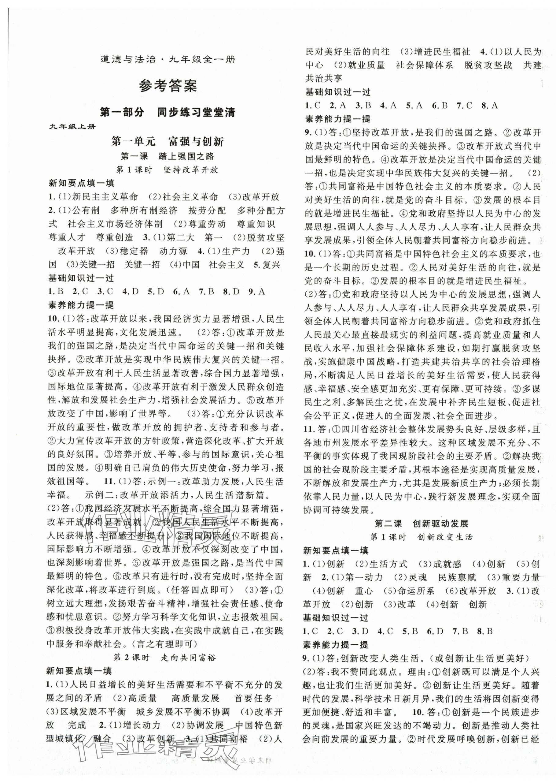 2025年名師學(xué)案九年級道德與法治全一冊人教版 第1頁