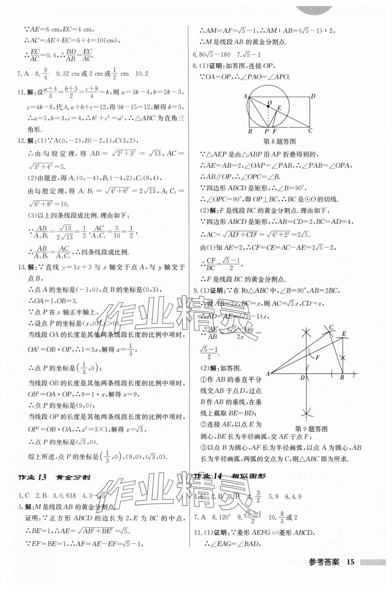 2024年啟東中學(xué)作業(yè)本九年級數(shù)學(xué)下冊蘇科版 第15頁